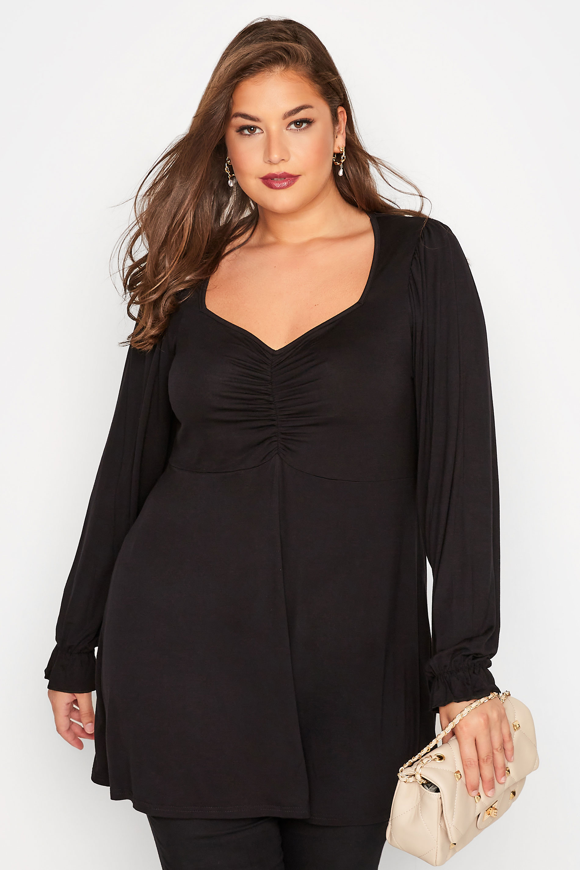 LIMITED COLLECTION Curve Black Ruched Top 1