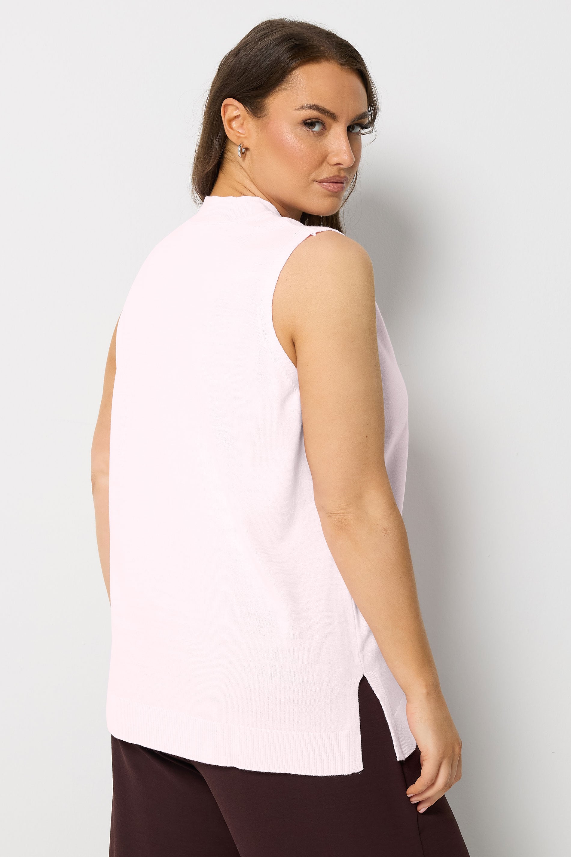 YOURS Plus Size Pink Knitted Waistcoat | Yours Clothing 2