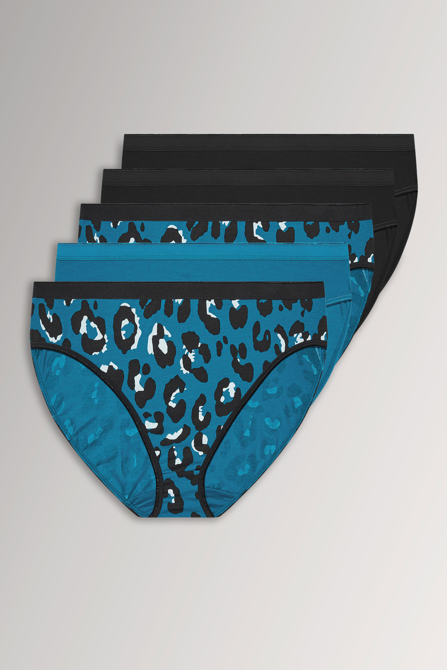 YOURSET 5 PACK Plus Size Blue Leopard Print High Leg Knickers | Yours Clothing  3