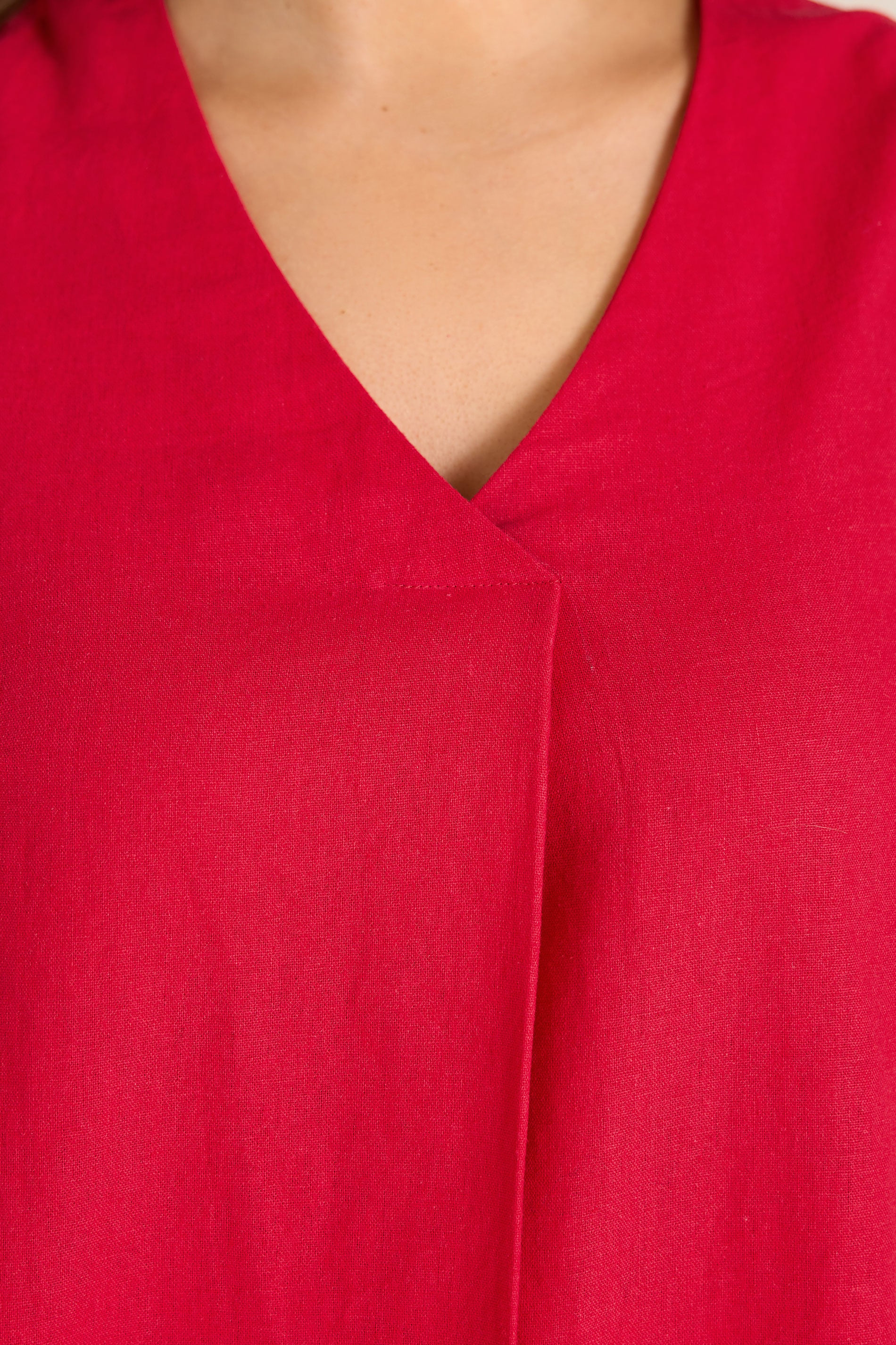 EVANS Plus Size Red Premium Linen Vest Top | Evans 5
