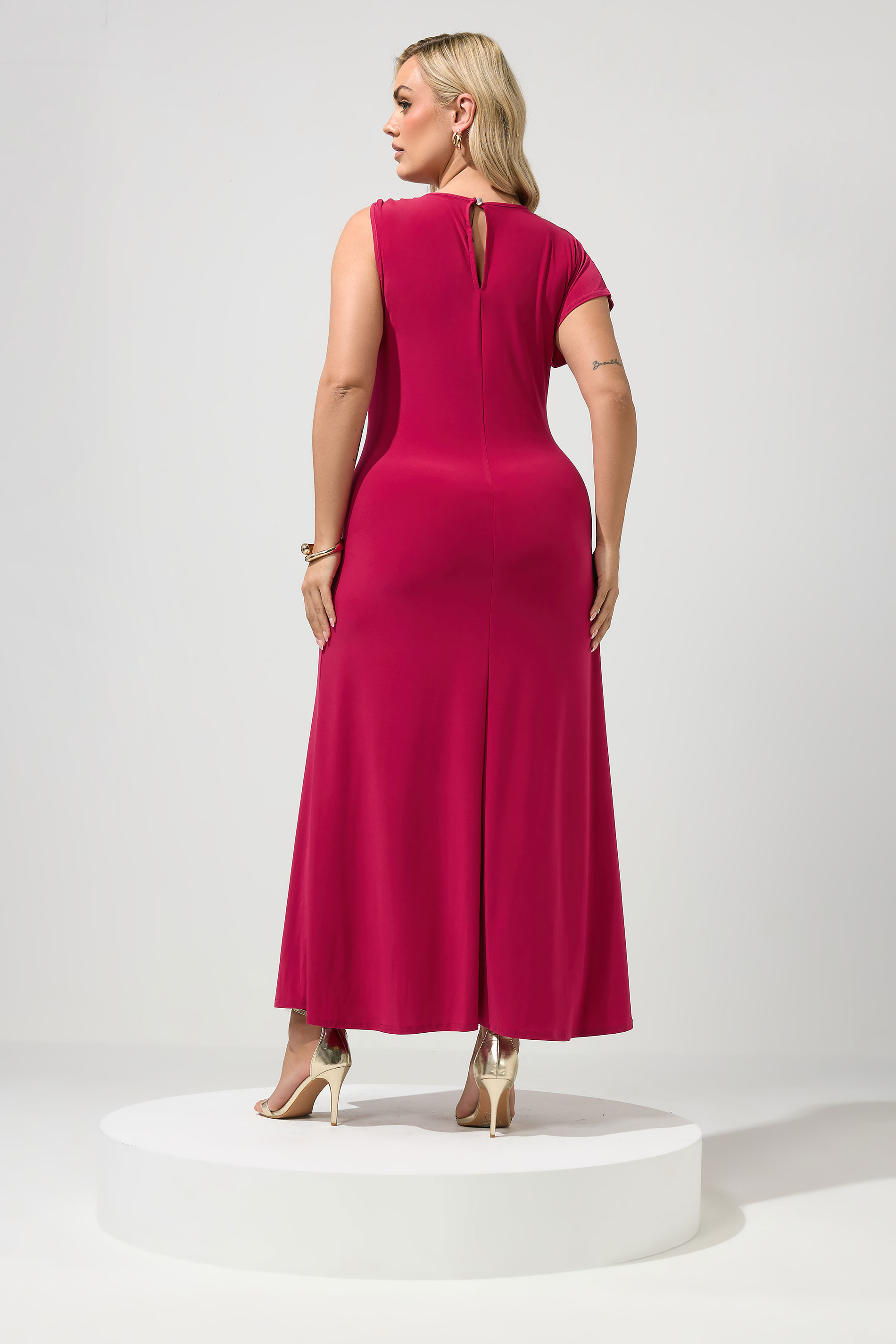 YOURS LONDON Plus Size Red Metal Buckle Detail Maxi Dress | Yours Clothing 2