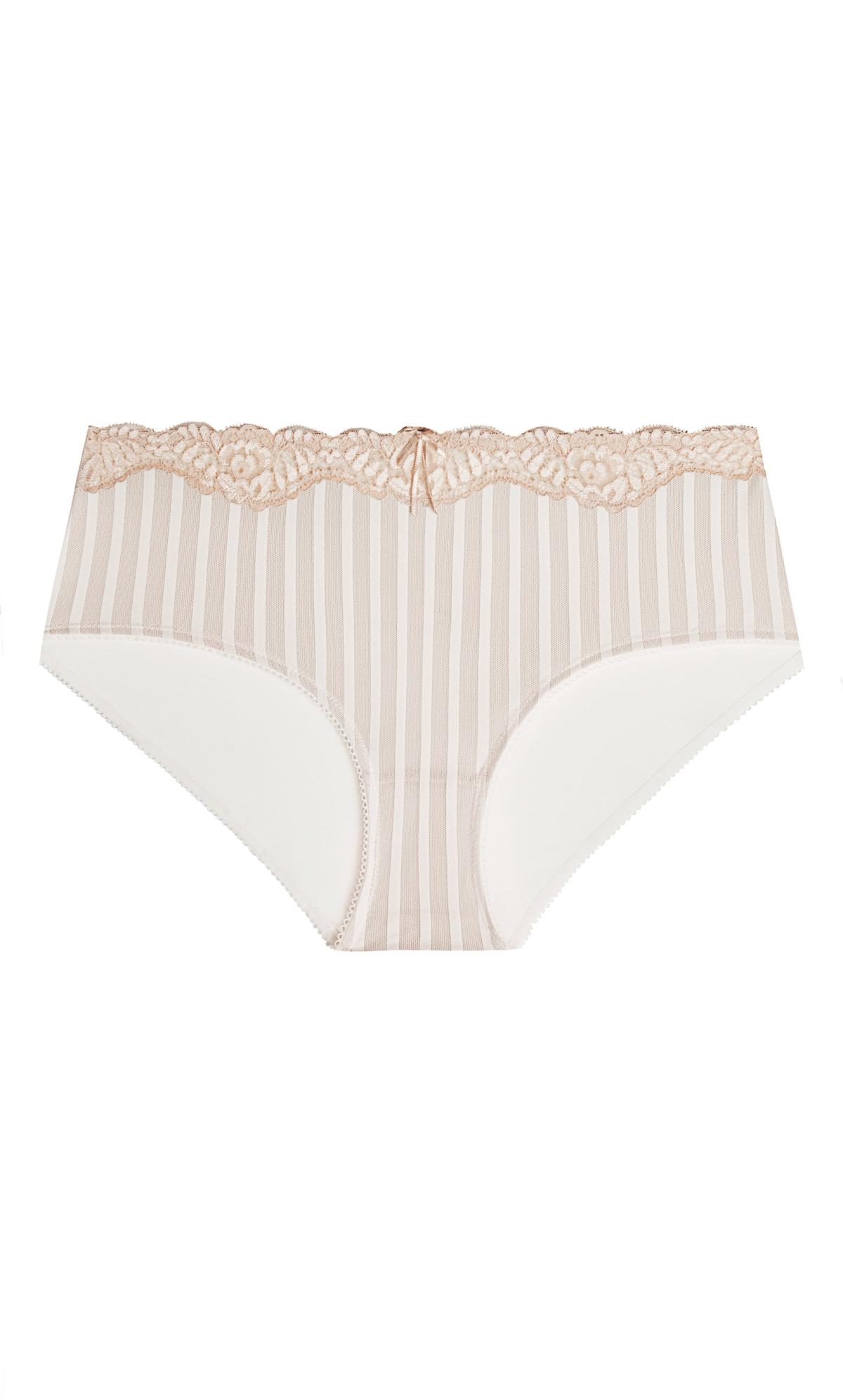 Evans Ivory White Stripe Lace Trim Knickers 3