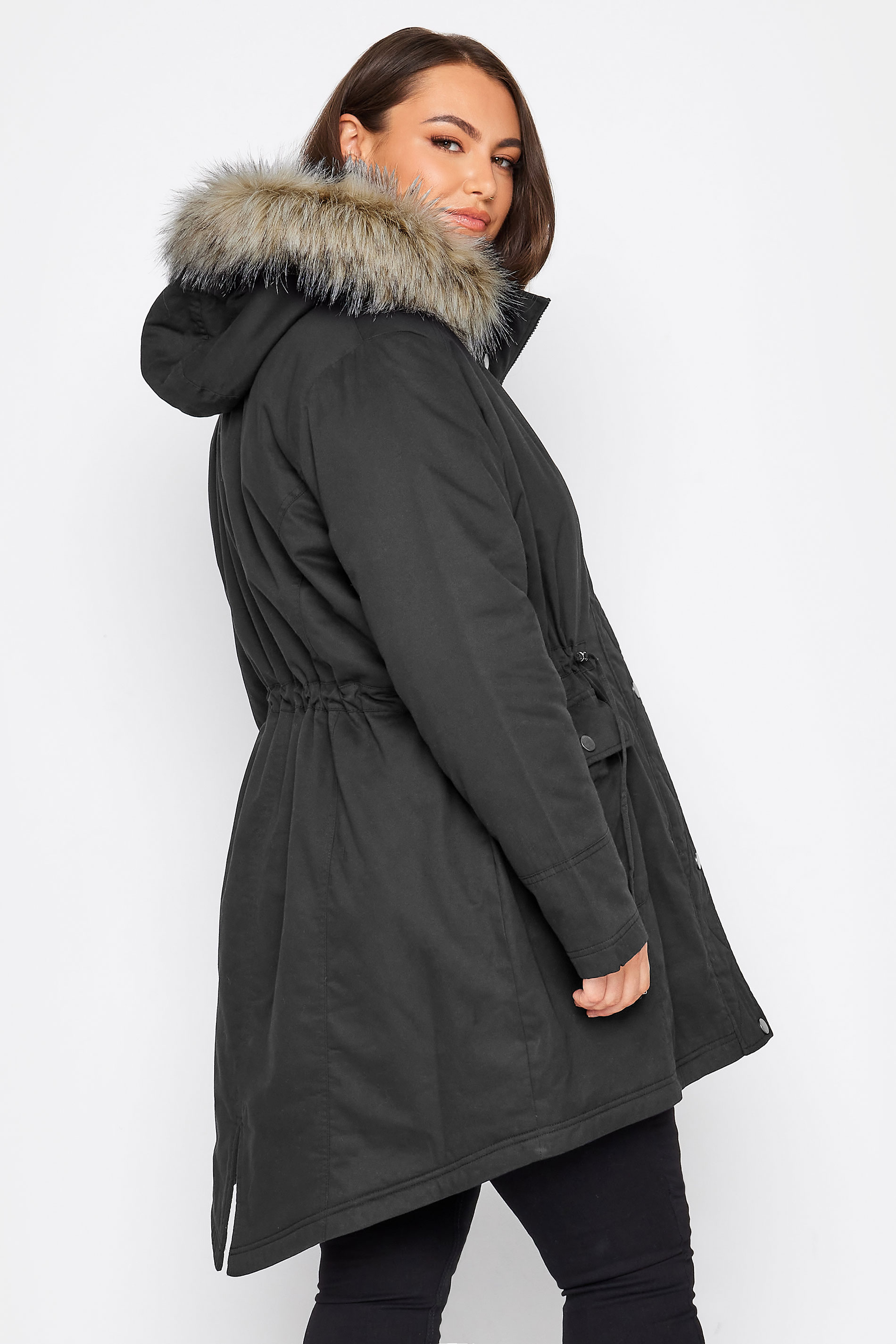 BUMP IT UP MATERNITY Plus Size Curve Black Parka Coat | Yours Clothing