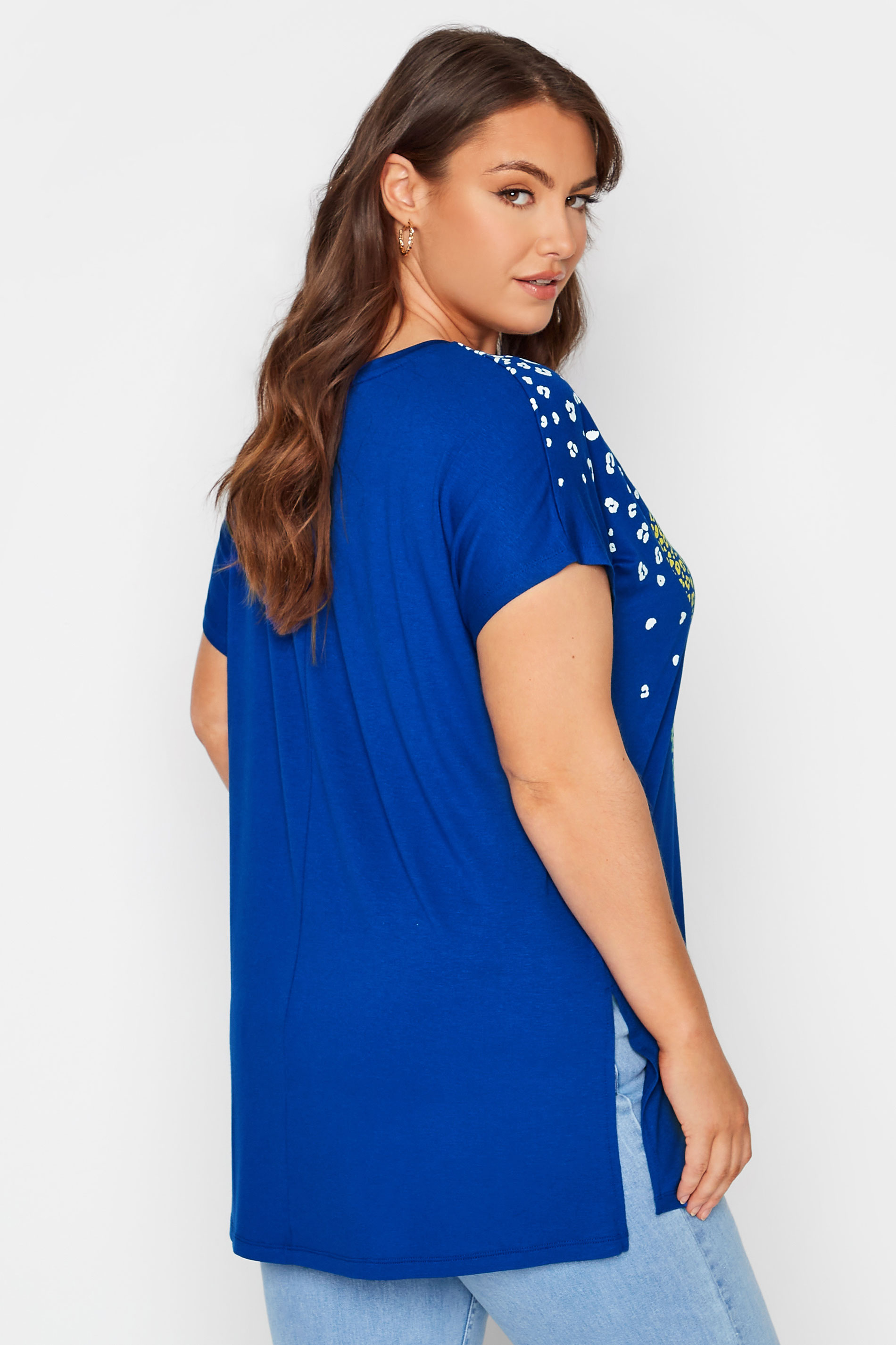 Grande taille  Tops Grande taille  T-Shirts | T-Shirt Bleu Roi Coeurs Léopard en Jersey - UB94017