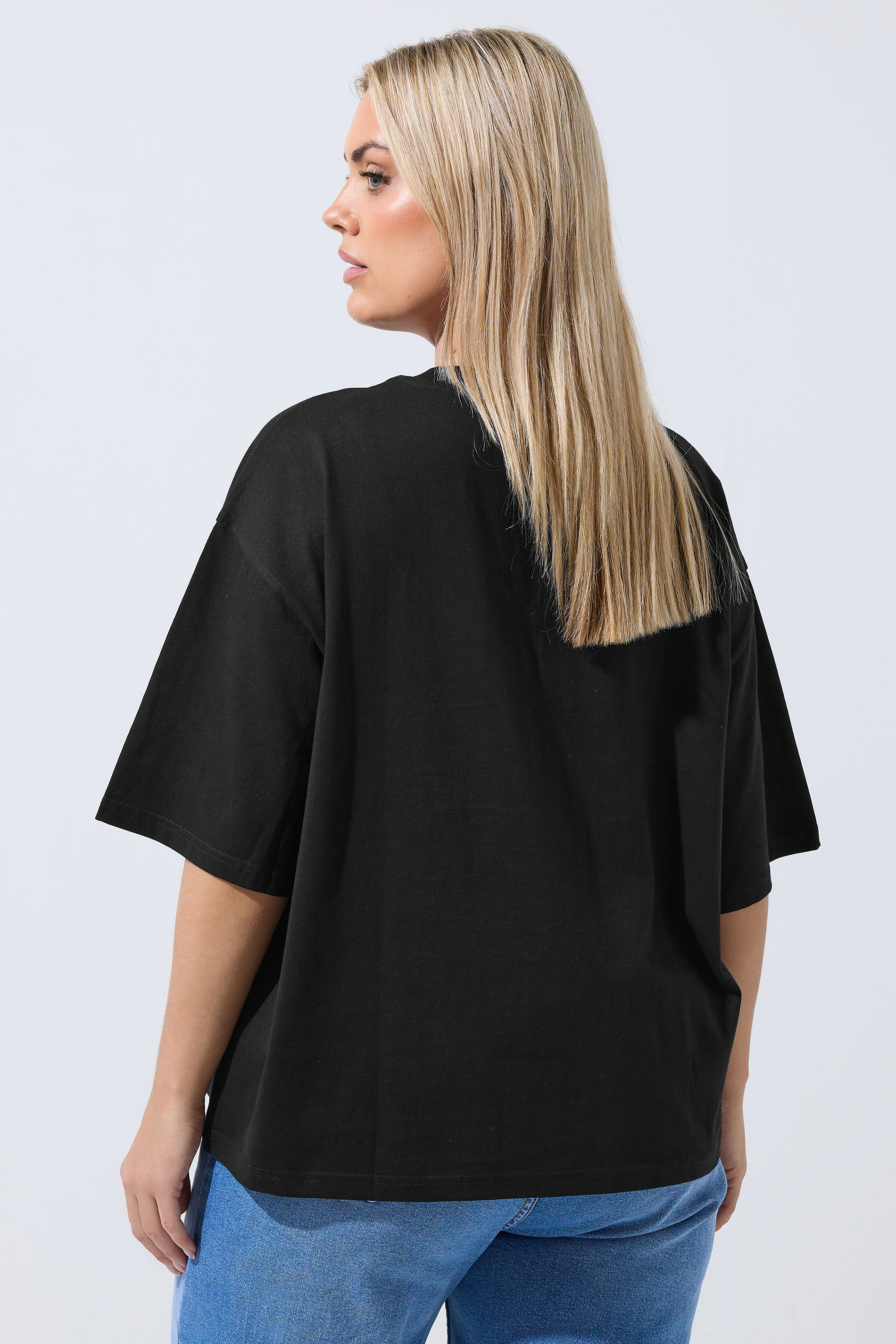 LIMITED COLLECTION Plus Size Black Embroidered Sun Graphic T-Shirt | Yours Clothing 2