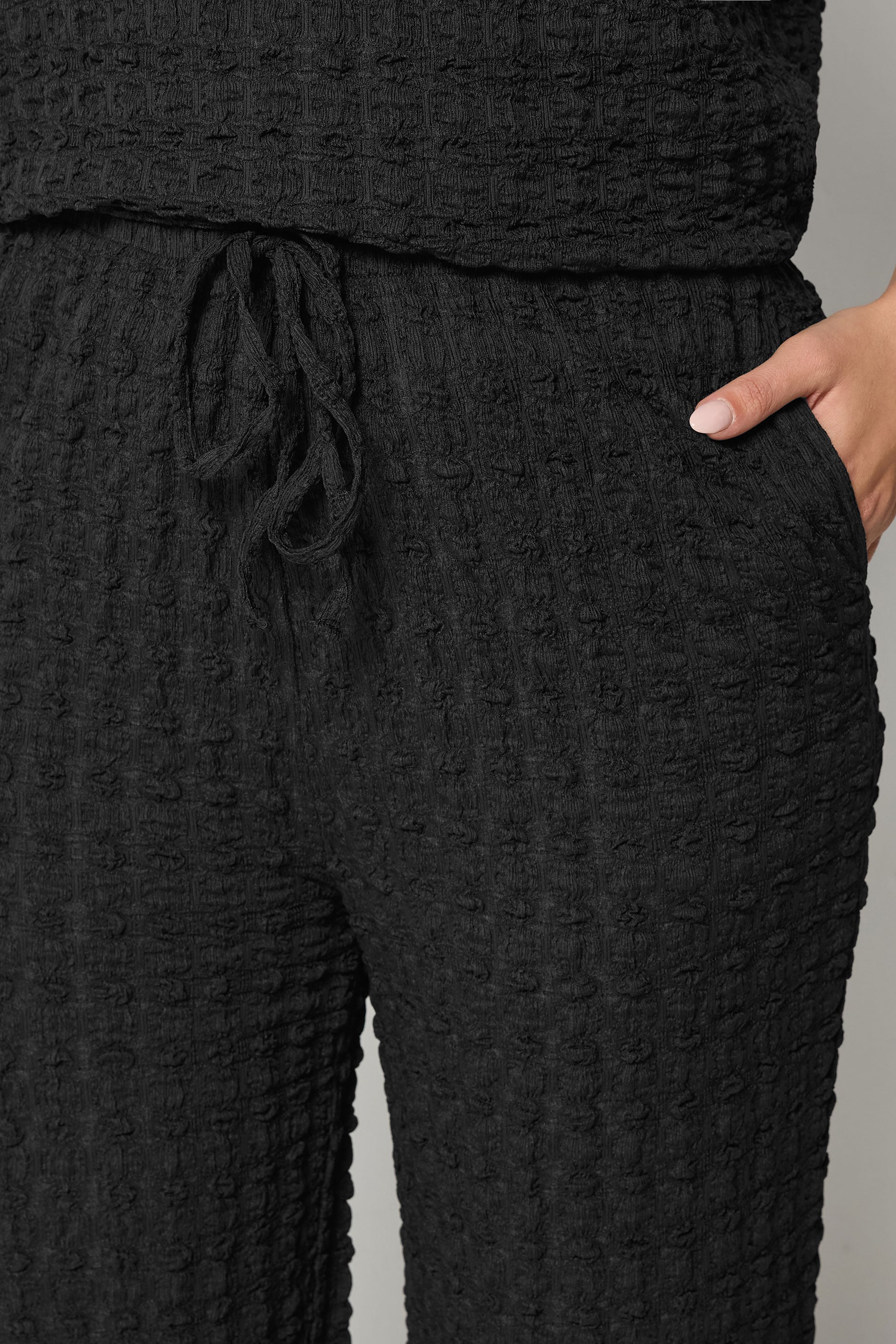 Yours Plus Size Black Set Bubble Textured Top & Trousers | Yours Clothing 4