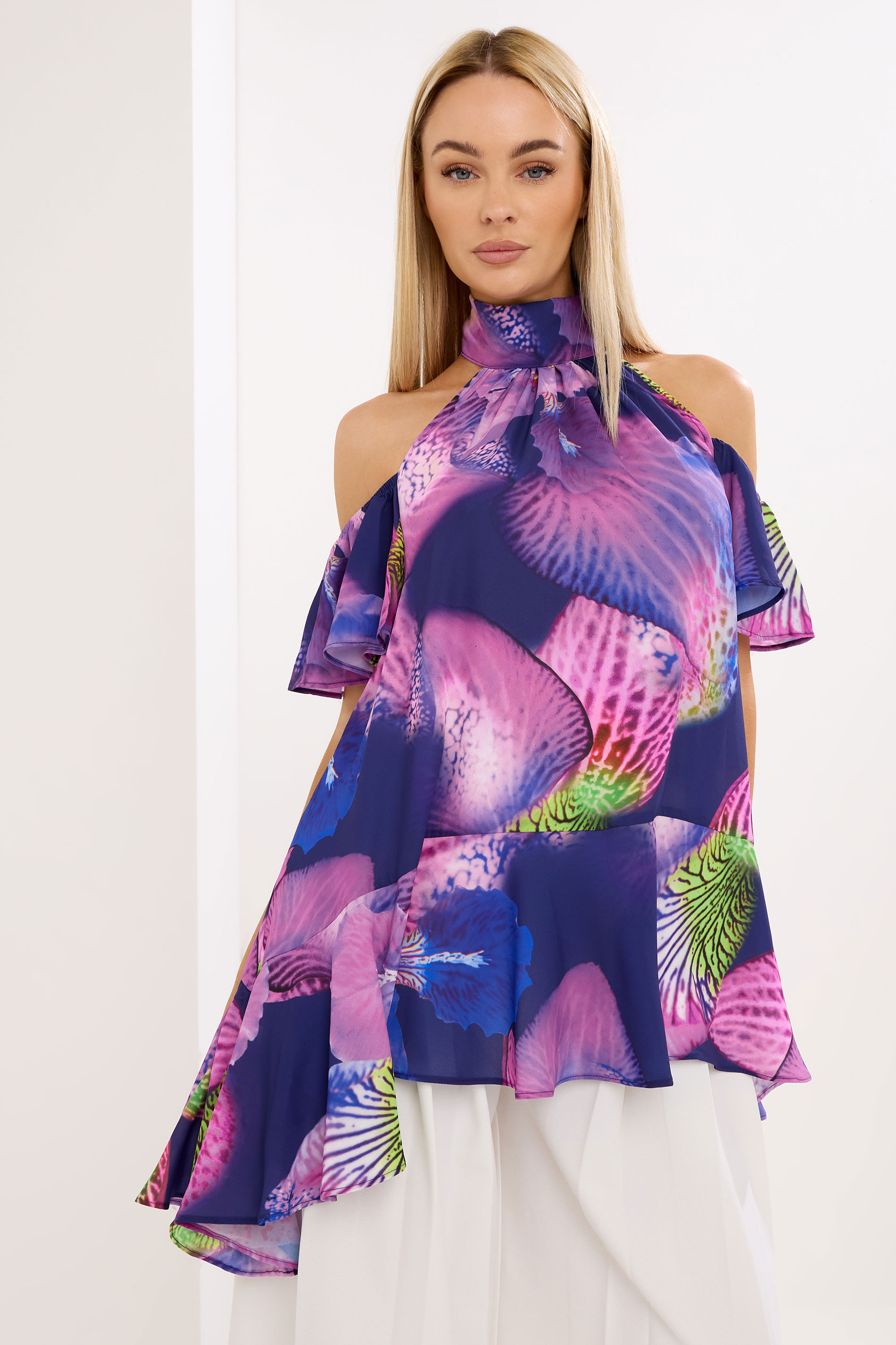 STAR Purple Floral Cold Shoulder Top | StarByJM 3