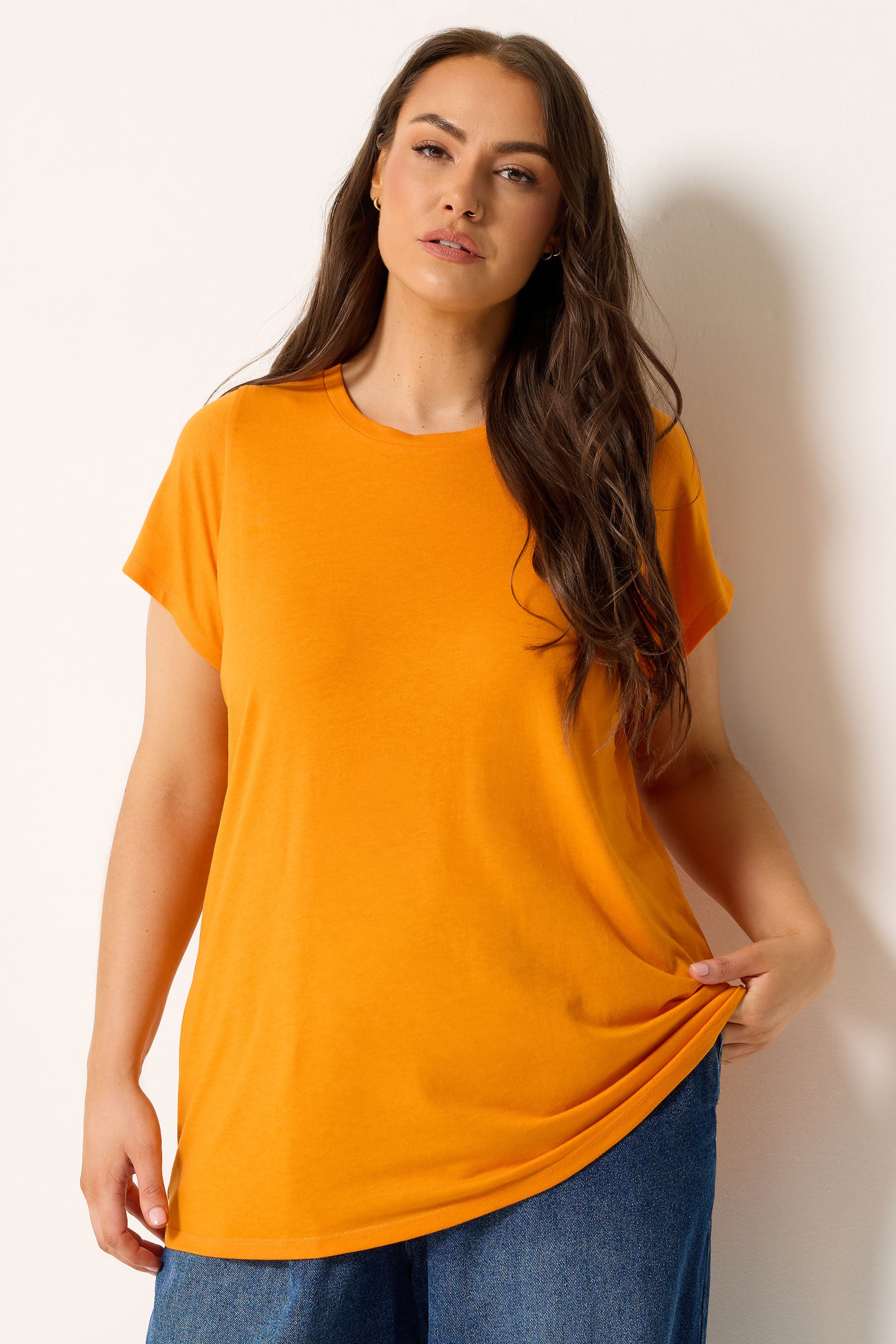 YOURS Plus Size Orange Core Basic T-Shirt | Yours Clothing 3