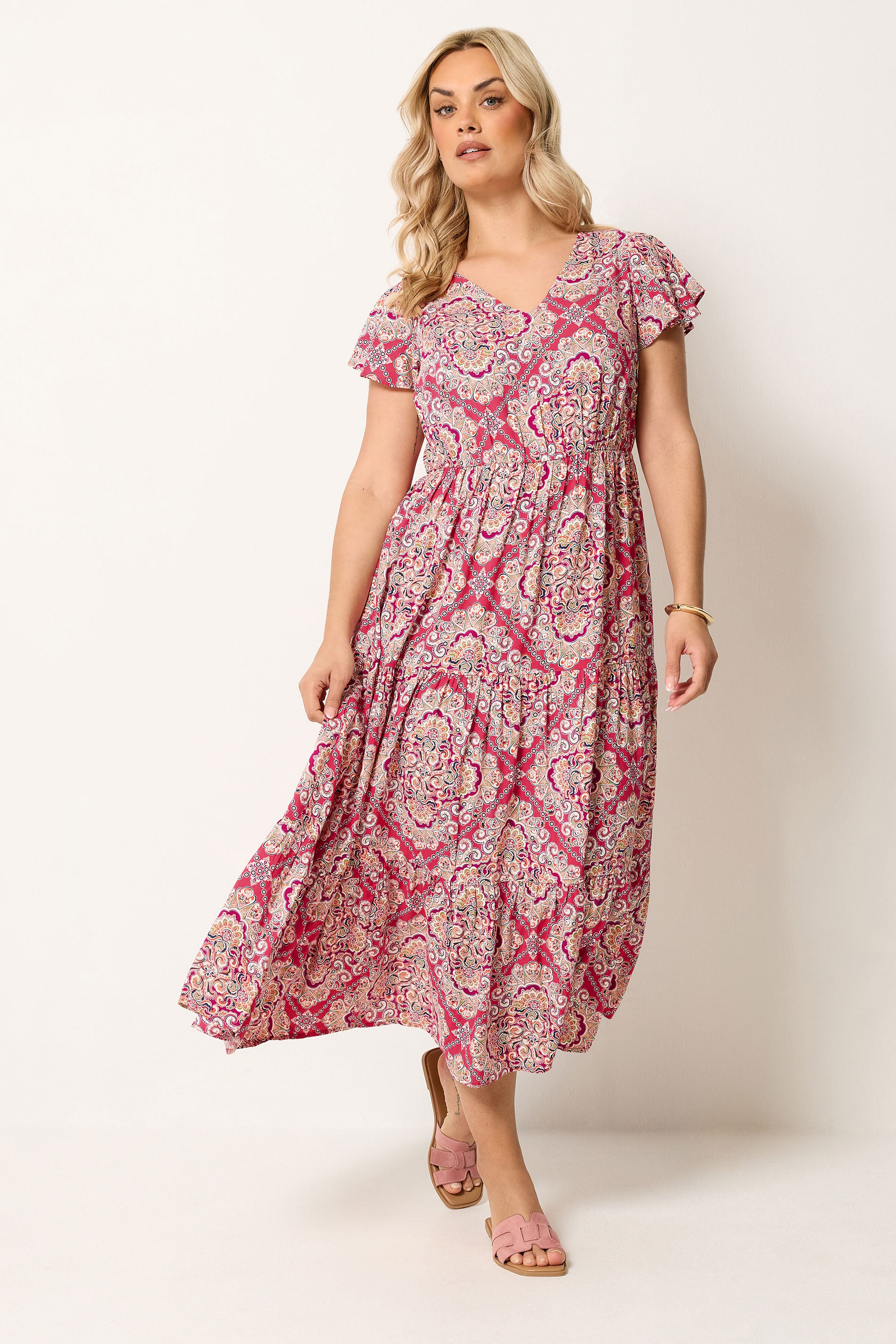 YOURS Plus Size Pink Paisley Print Smock Dress | Yours Clothing 3