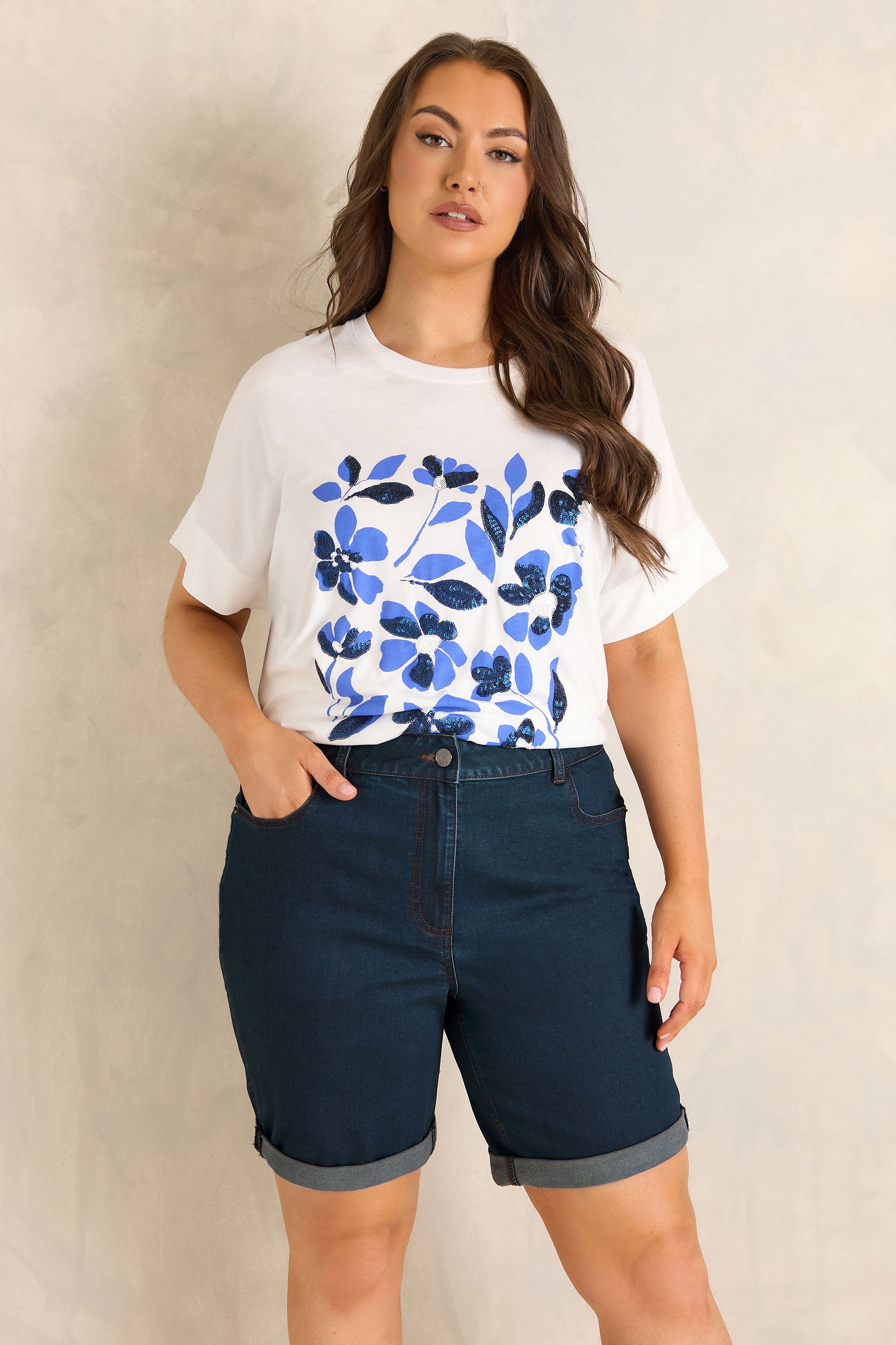 EVANS Plus Size Curve Fit Indigo Blue Denim Shorts | Evans 3