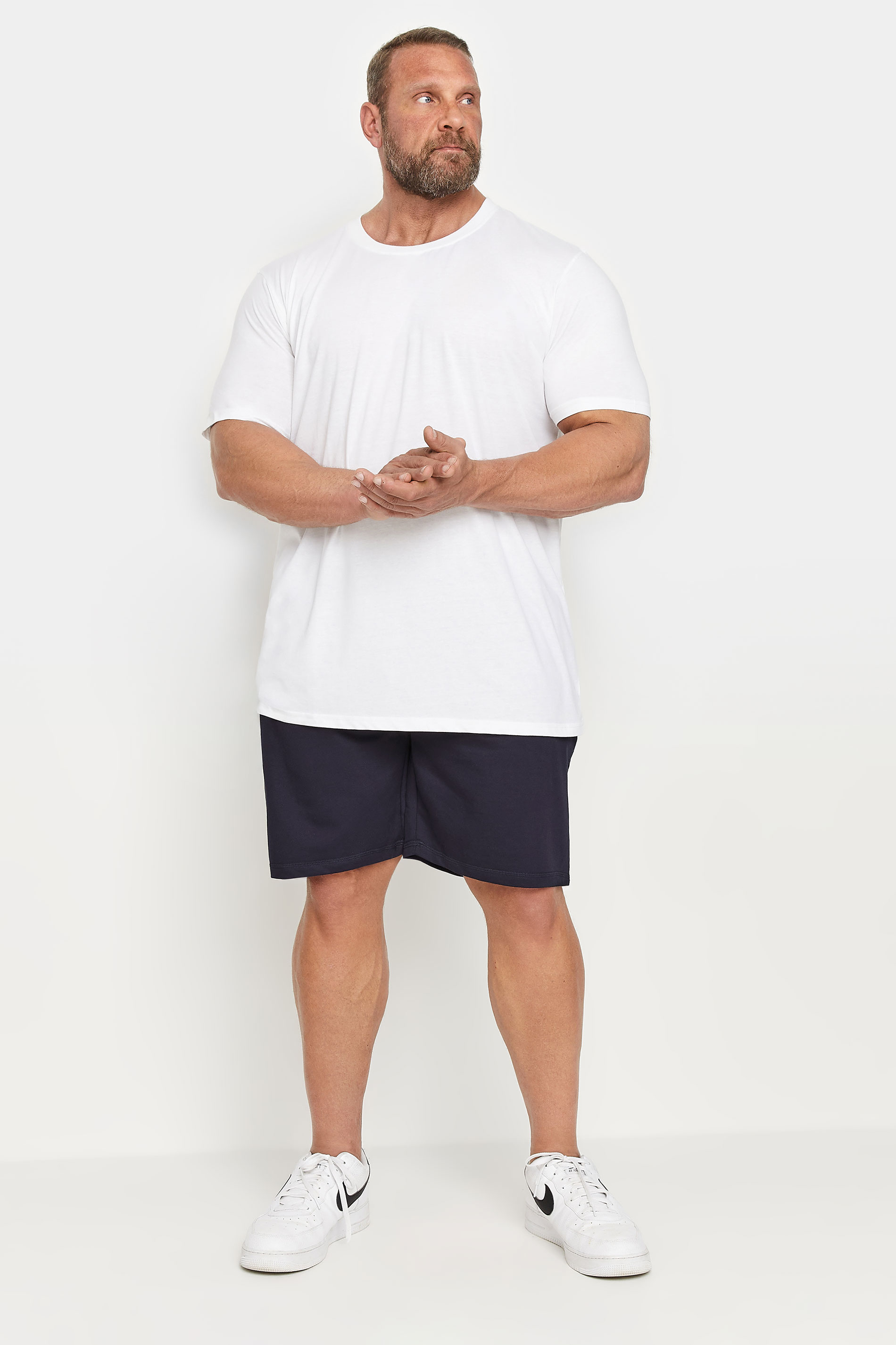 D555 Big & Tall Navy Blue Cotton Jogger Shorts | BadRhino 2