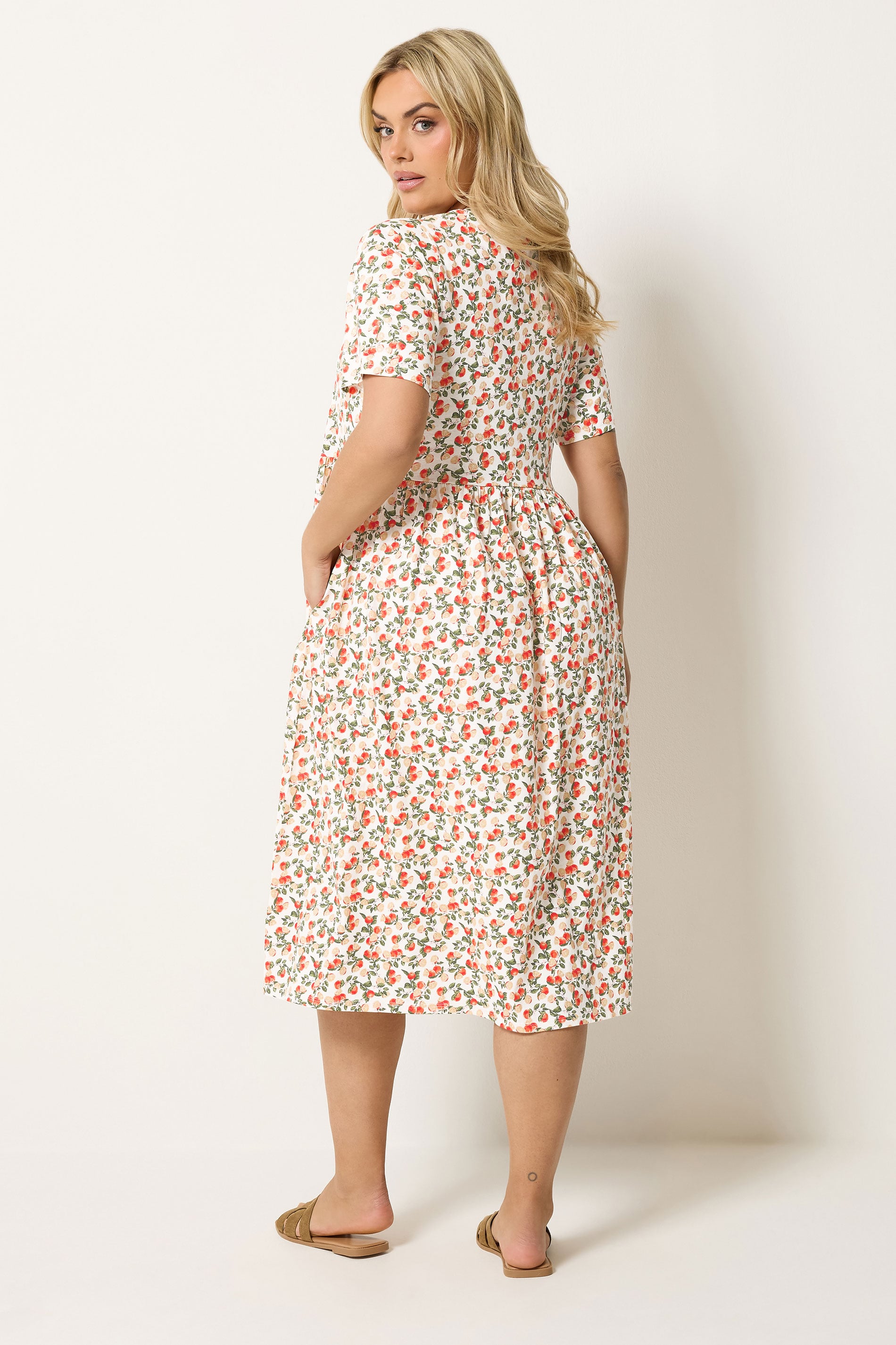 YOURS Plus Size White Orange Throw on Smock Dress | Yours Clothing 2