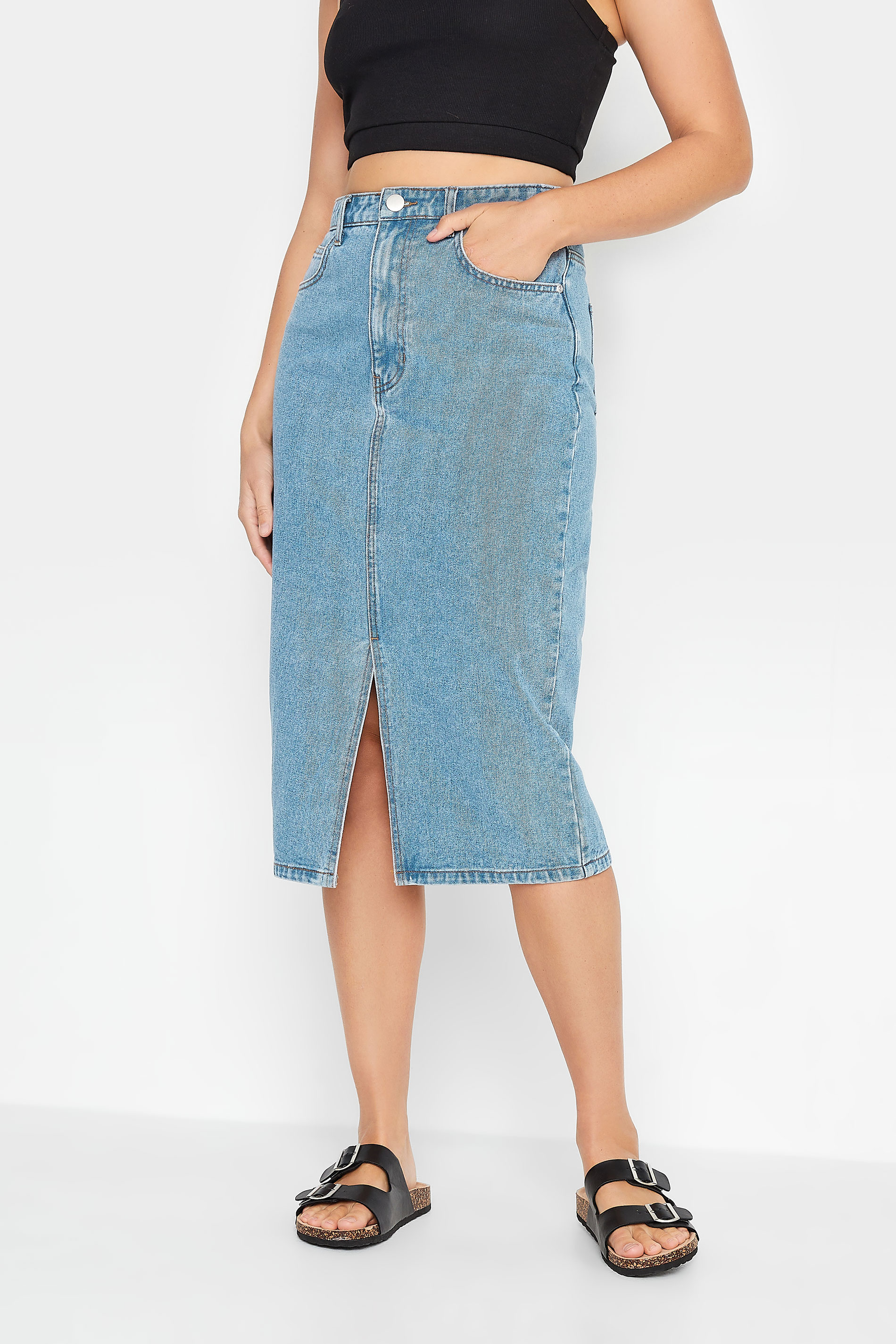 LTS Tall Blue Denim Midi Skirt | Long Tall Sally  1