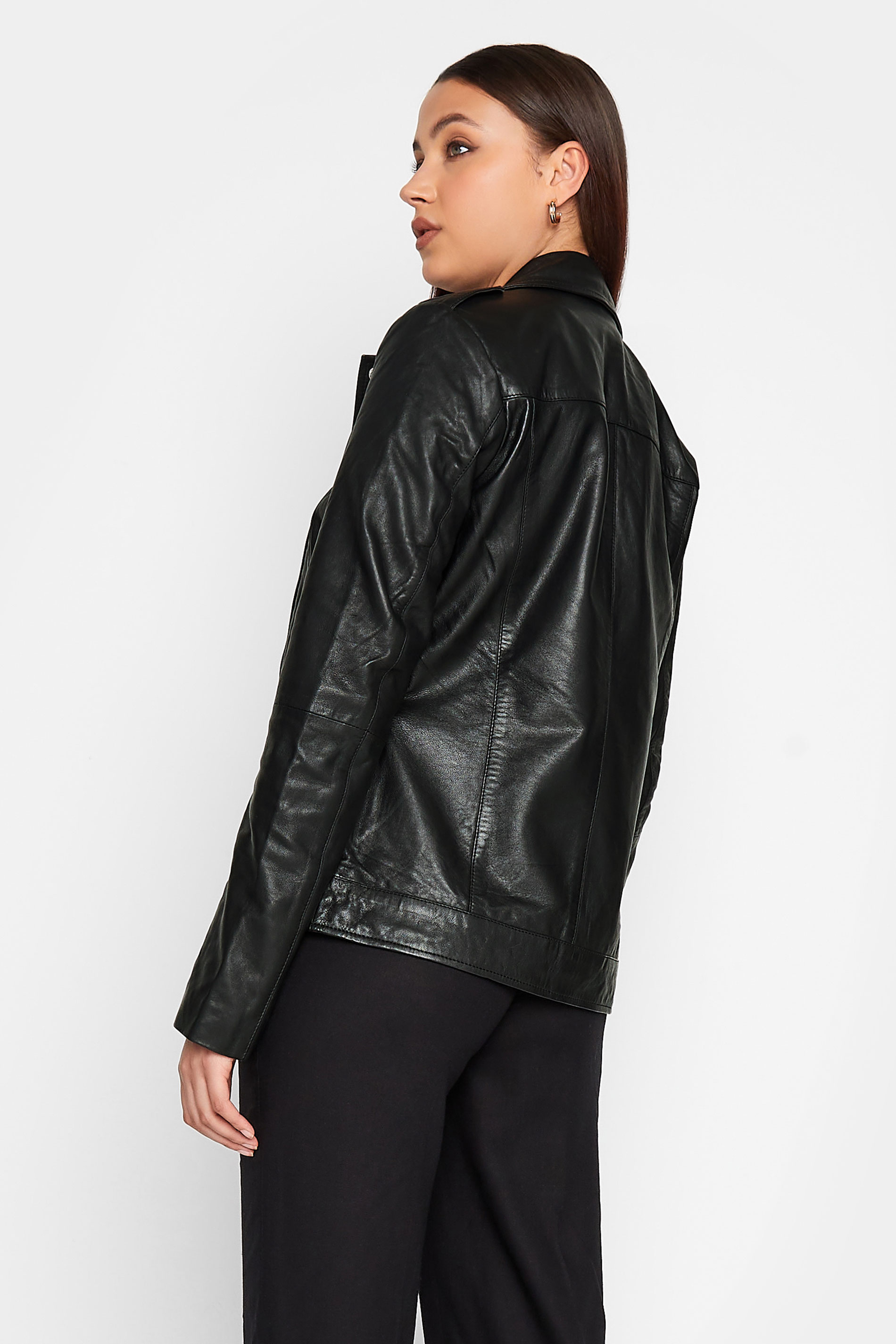 LTS Tall Women's Black Leather Biker Jacket | Long Tall Sally