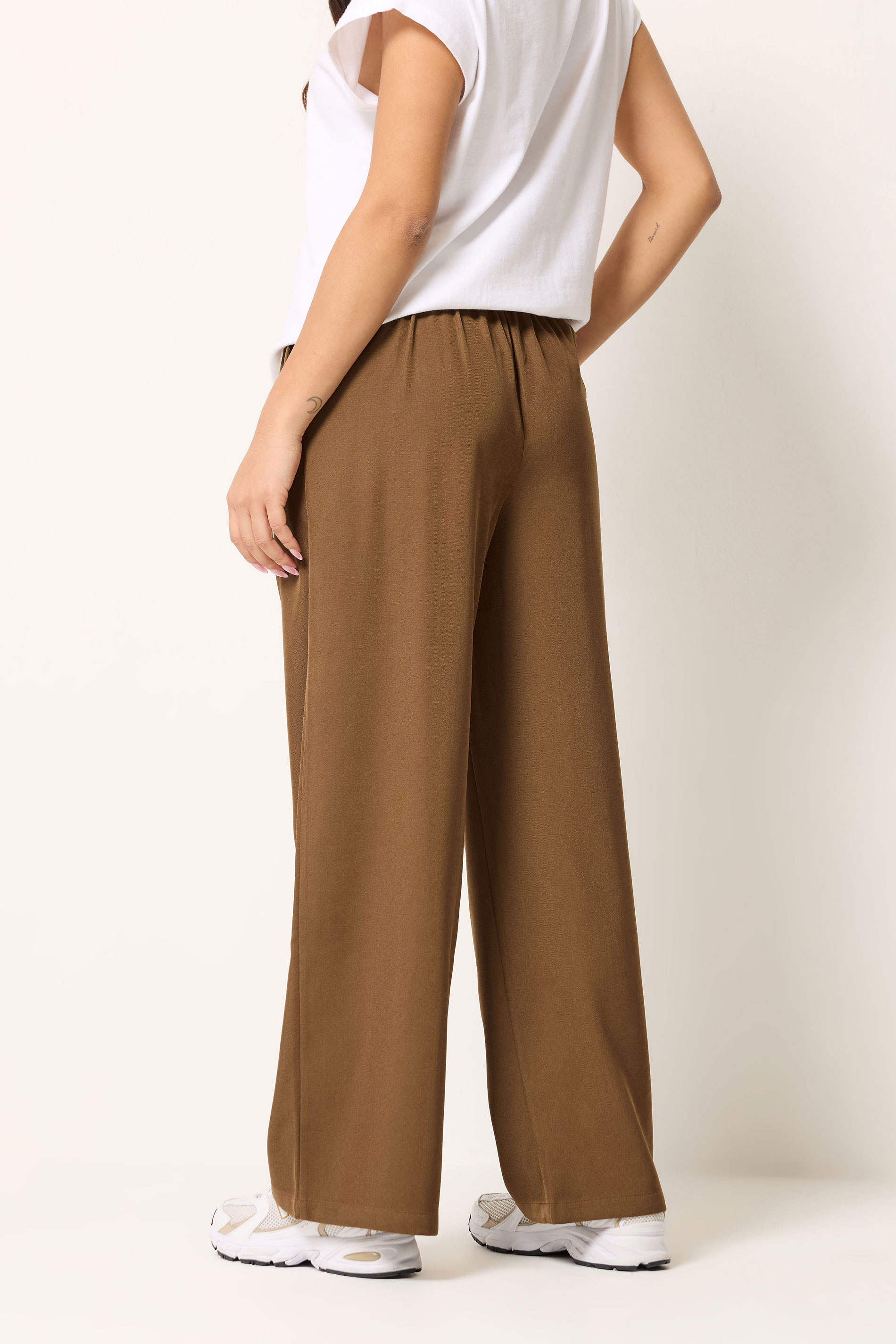 PixieGirl Petite Women's Brown Formal Wide Leg Trousers | PixieGirl 2