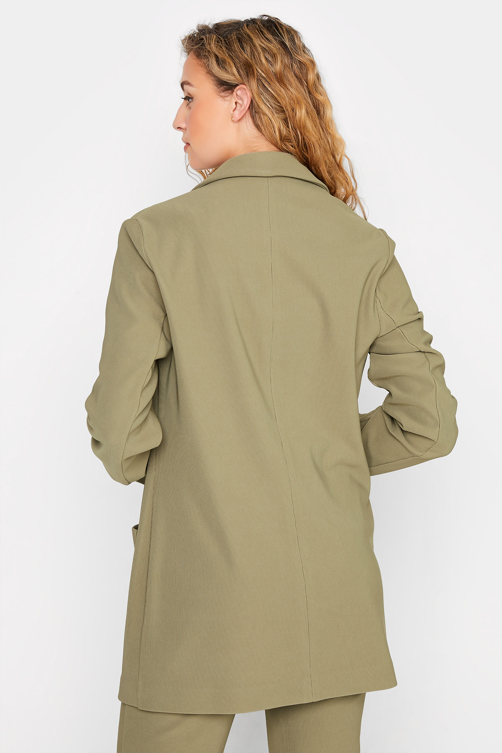 LTS Tall Women's Sage Green Ribbed Blazer Jacket | Long Tall Sally 3