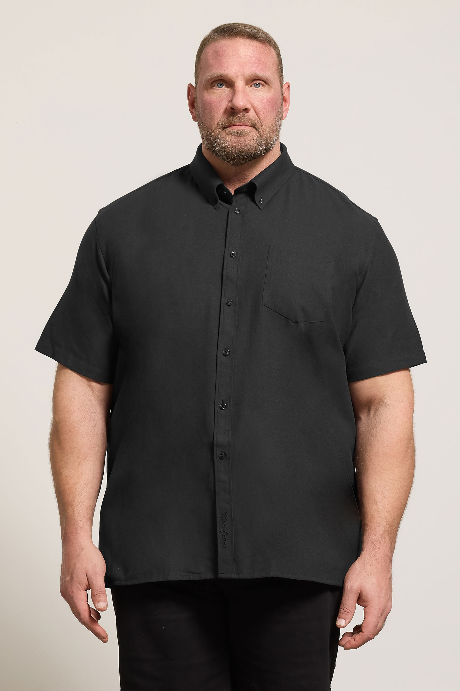 KAM Big & Tall Black Oxford Short Sleeve Shirt | BadRhino 3