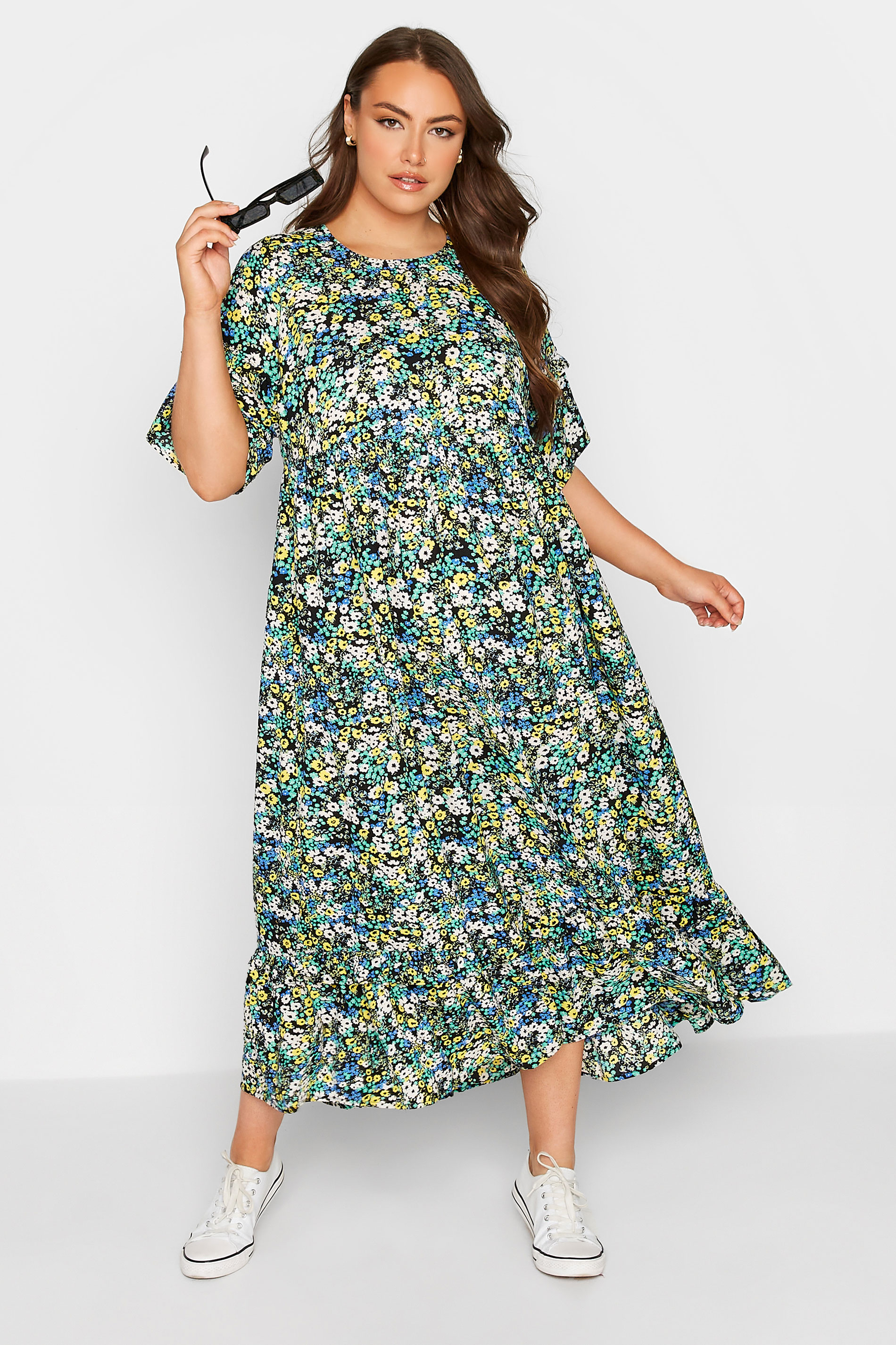 Plus Size Black Floral Print Maxi Dress | Yours Clothing 2
