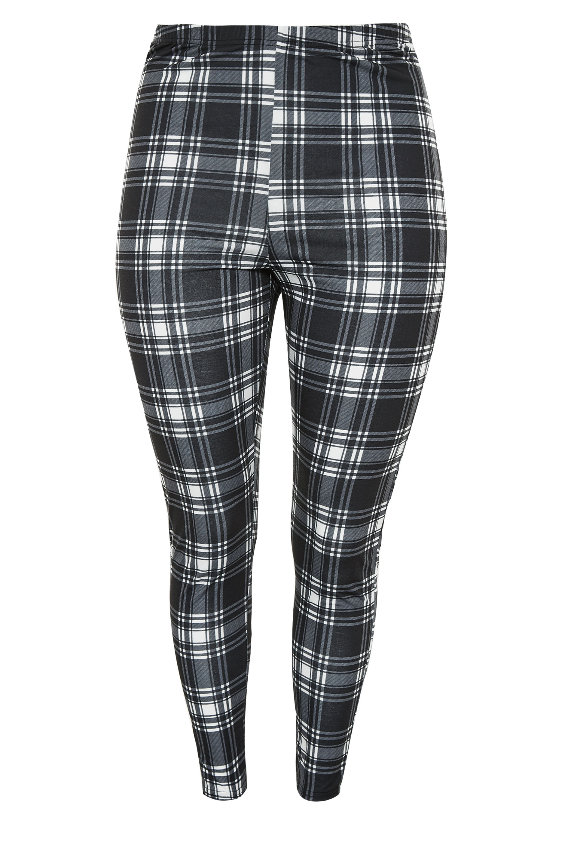 YOURS Plus Size Black & Red Check Print Leggings