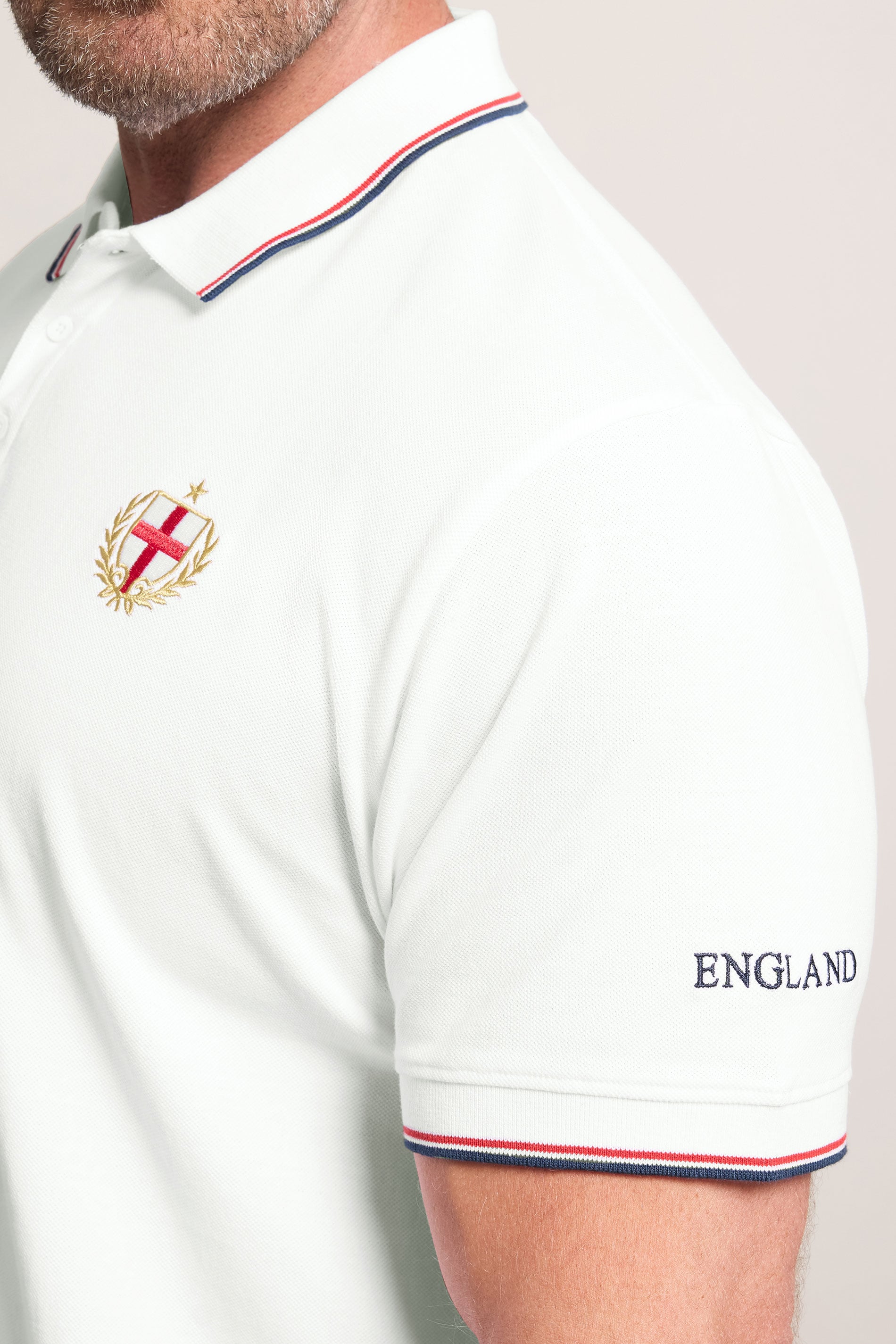BadRhino Big & Tall White England Embroided Polo Shirt | BadRhino 4