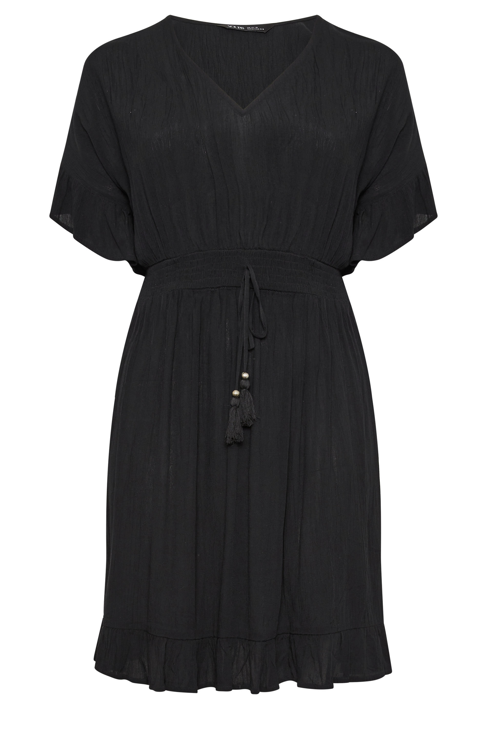 YOURS Plus Size Black Crinkle Beach Cover Up | Yours Clothing 5