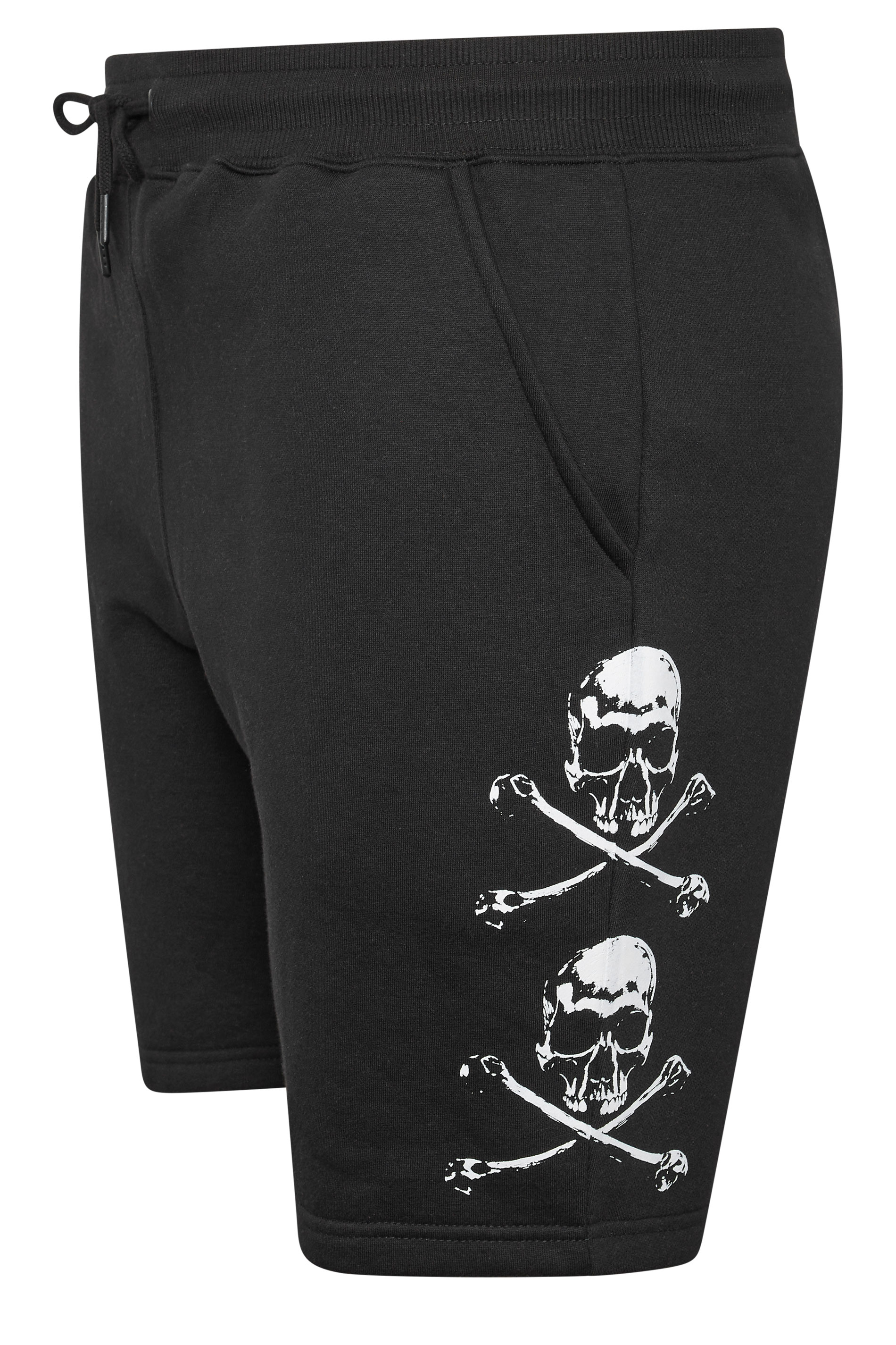 BadRhino Big & Tall Black Skull Printed Jogger Shorts | BadRhino 7