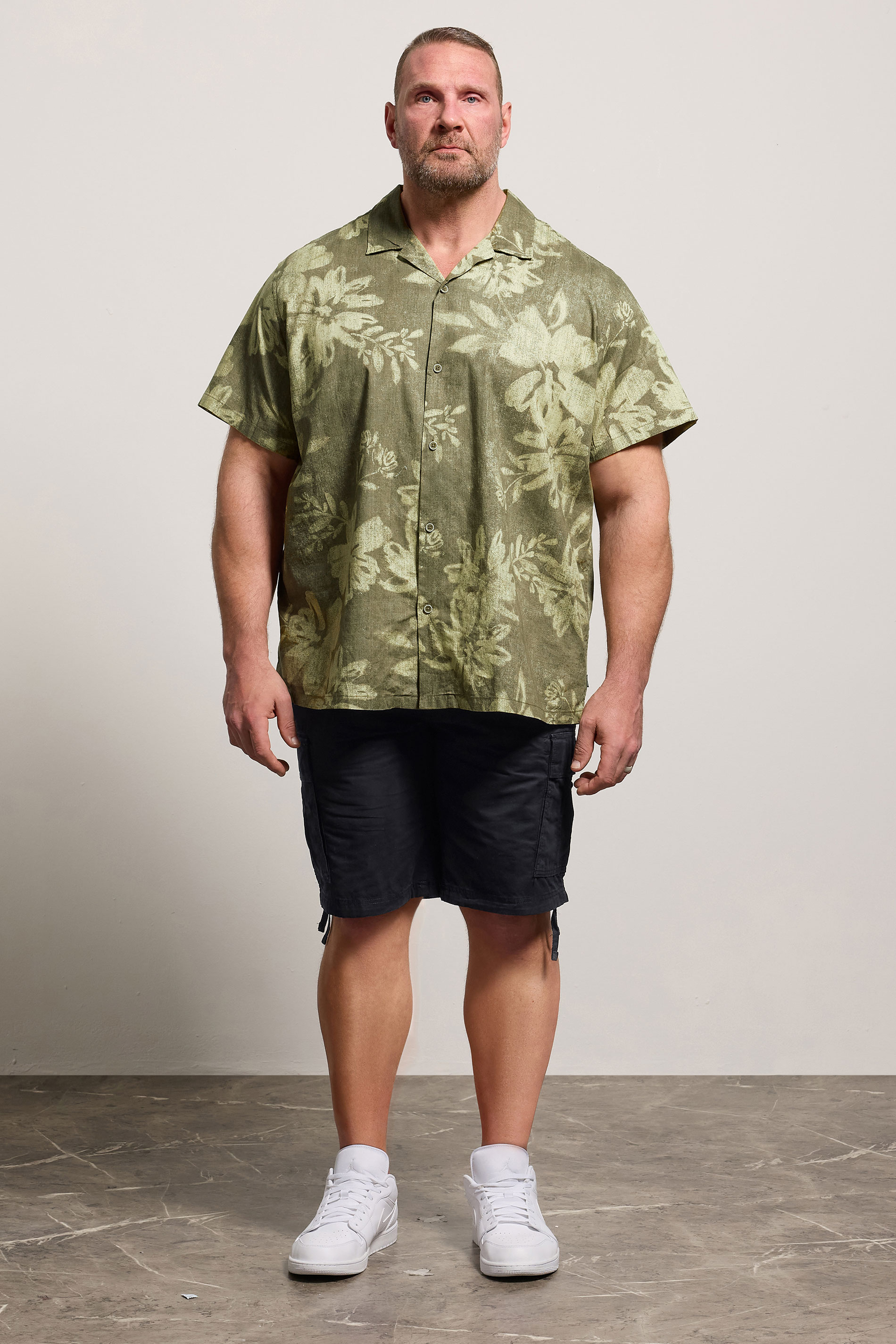 JACK & JONES Big & Tall Black Mid Rise Cargo Shorts | BadRhino 1