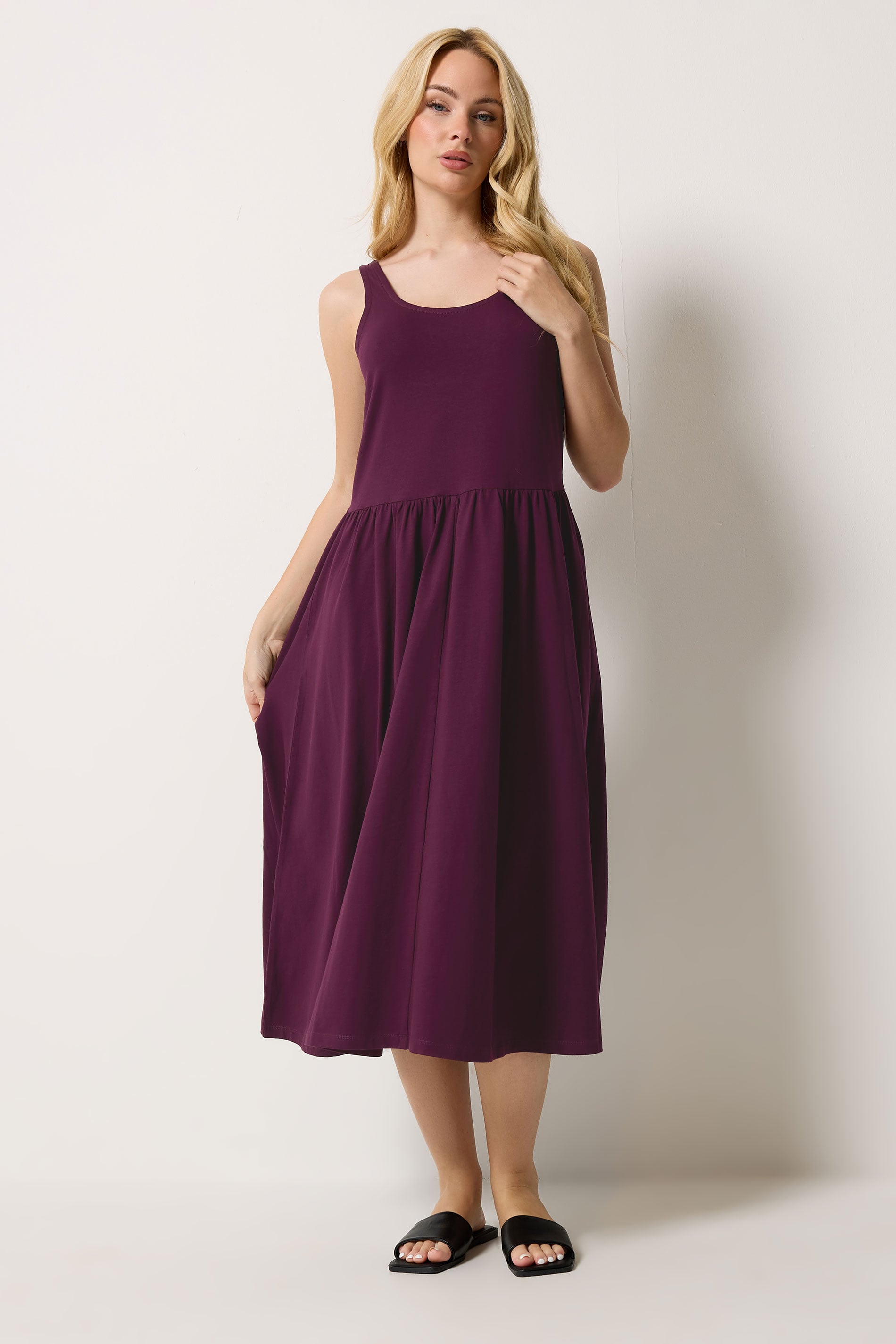 M&Co Berry Purple Sleeveless Midi Dress | M&Co 1