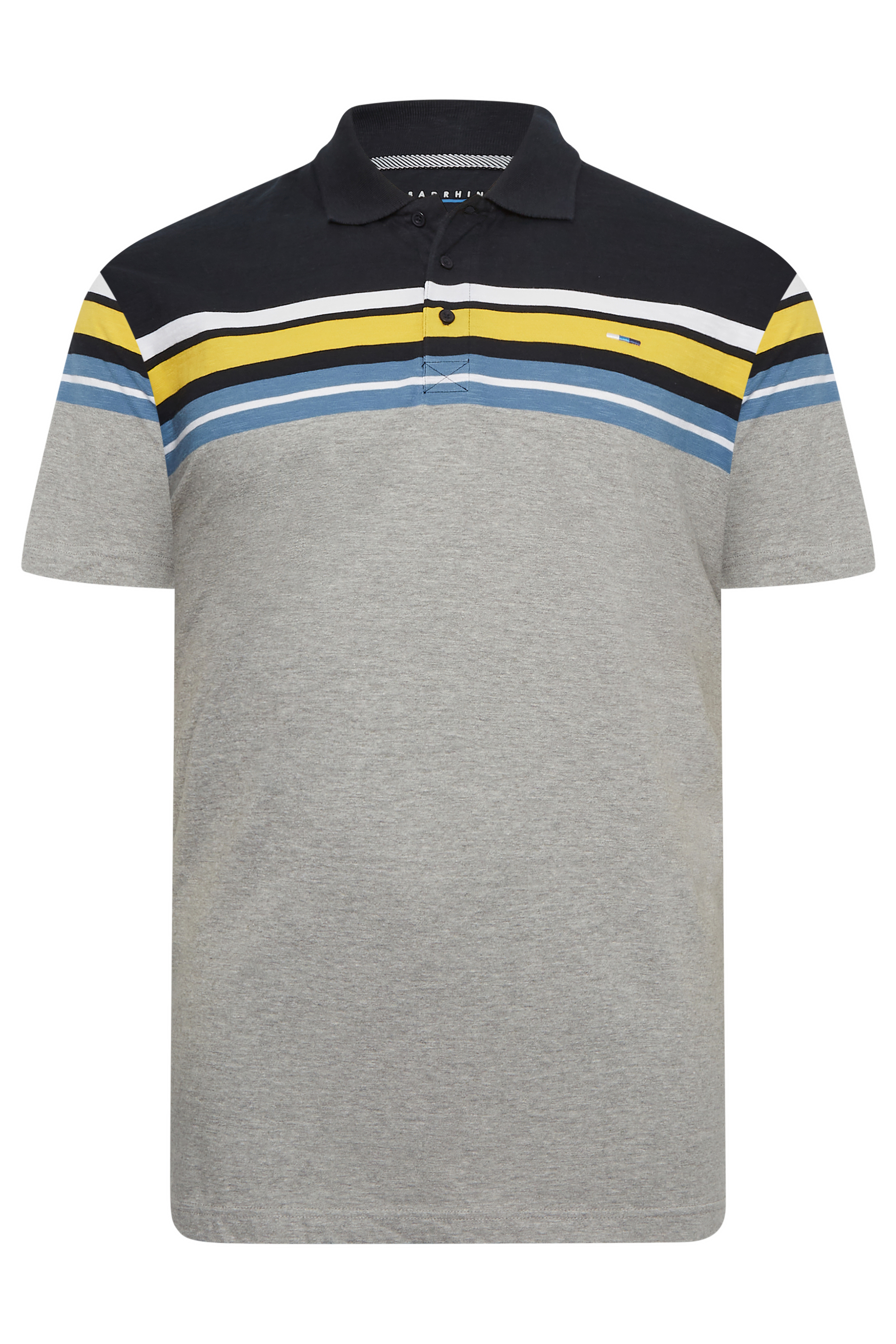 BadRhino Big & Tall Grey Stripe Polo Shirt | BadRhino 3