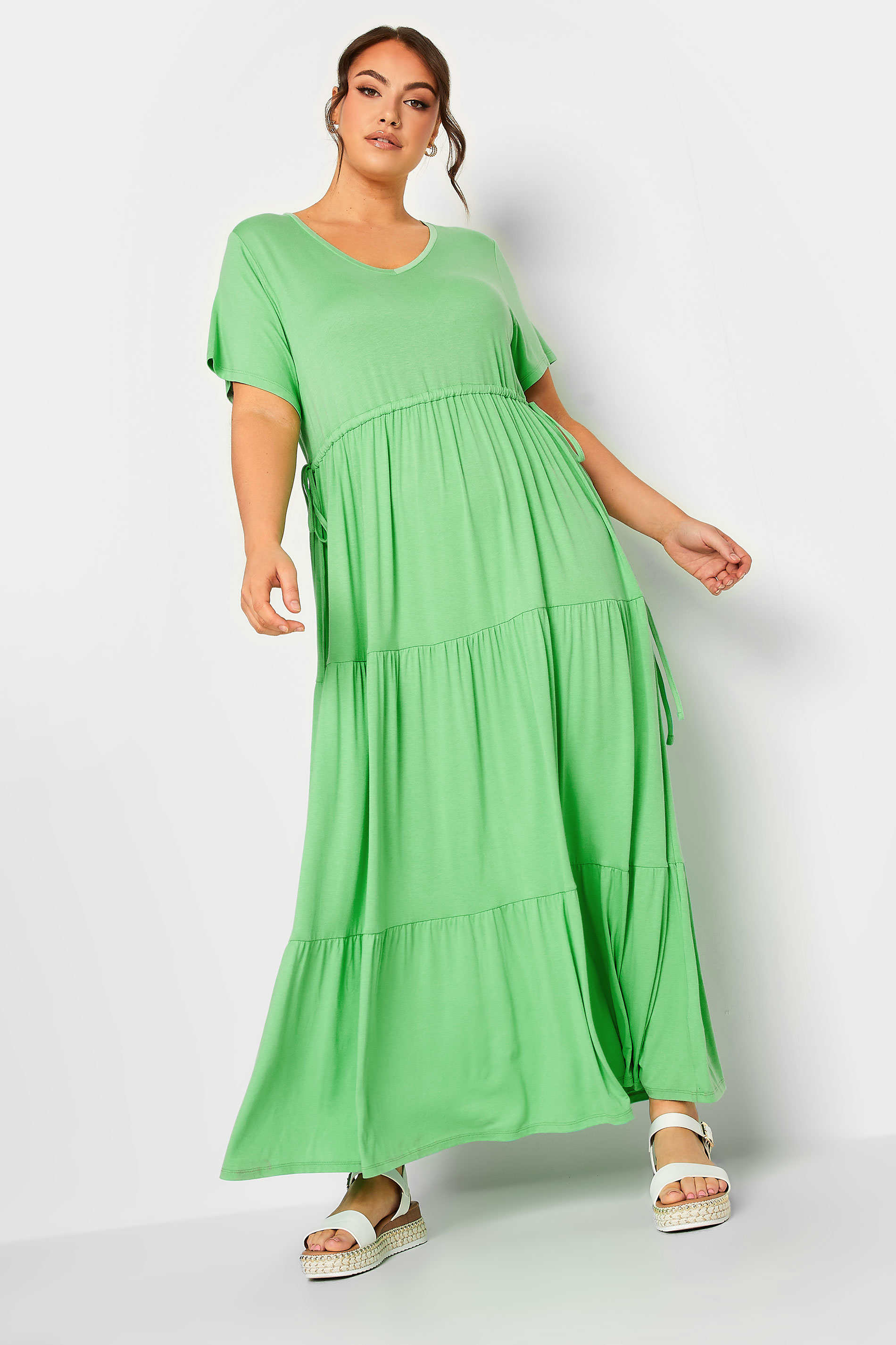 LIMITED COLLECTION Curve Plus Size Light Green Adjustable Waist Maxi Dress | Yours Clothing  2