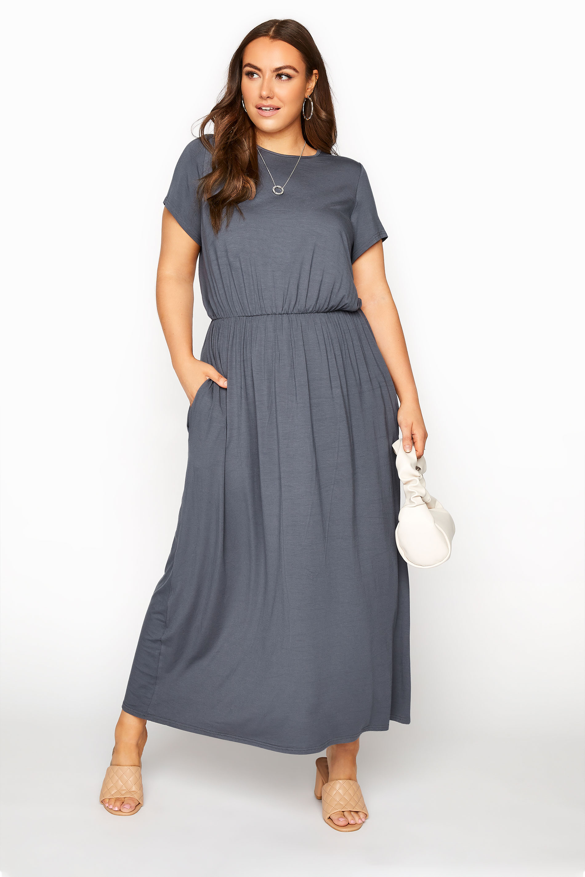 YOURS LONDON Grey Pocket Maxi Dress | Yours Clothing