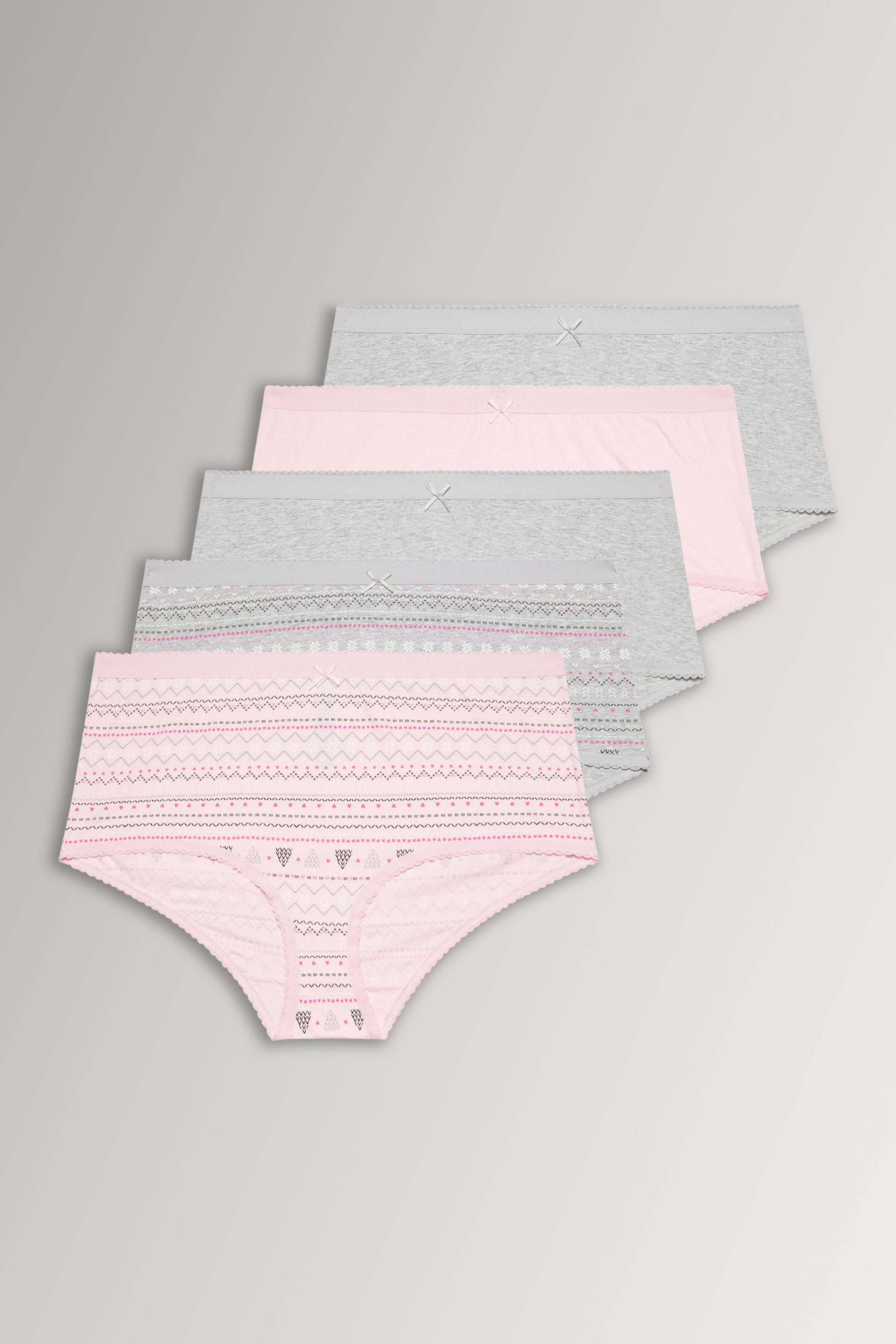 YOURSET 5 PACK Plus Size Grey Fairisle Full Briefs | Yours Clothing 3