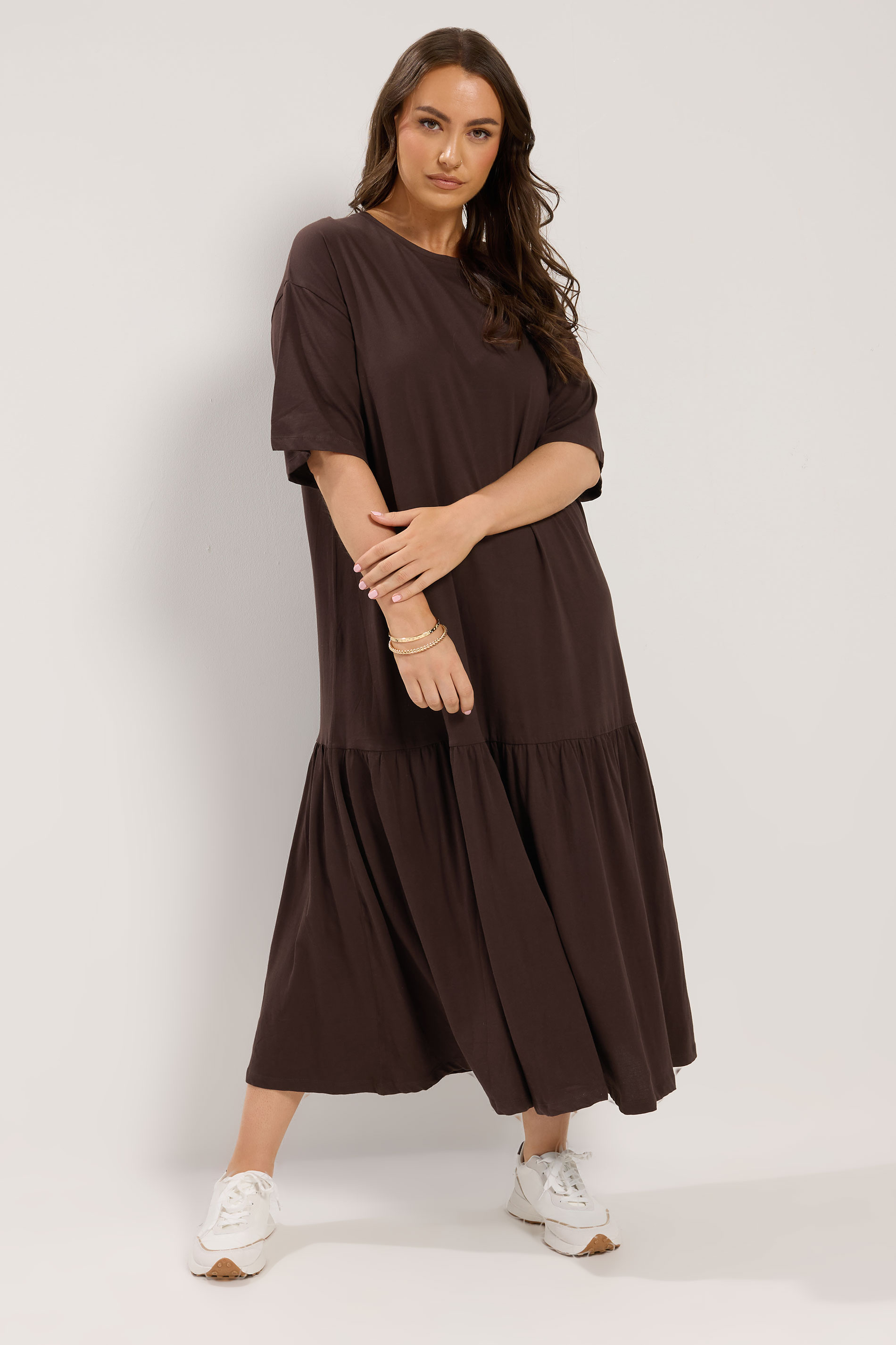 chocolate brown plus size dress New PLUS SIZE Womens CHOCOLATE BROWN MOCK NECK SWING DRESS POCKETS 1X 2X 3X