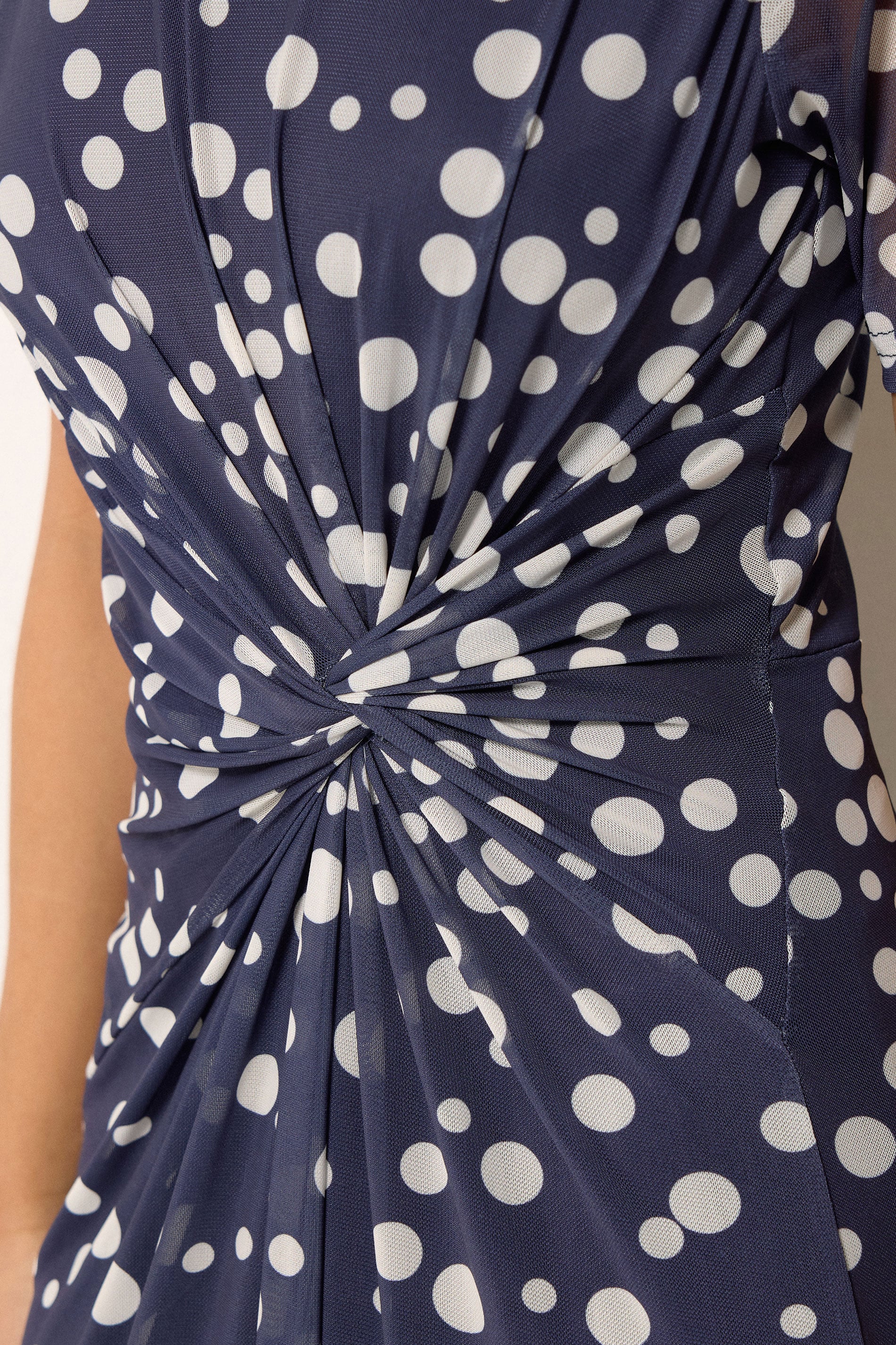 M&Co Petite Blue Polka Dot Twist Front Mesh Maxi Dress | M&Co 4