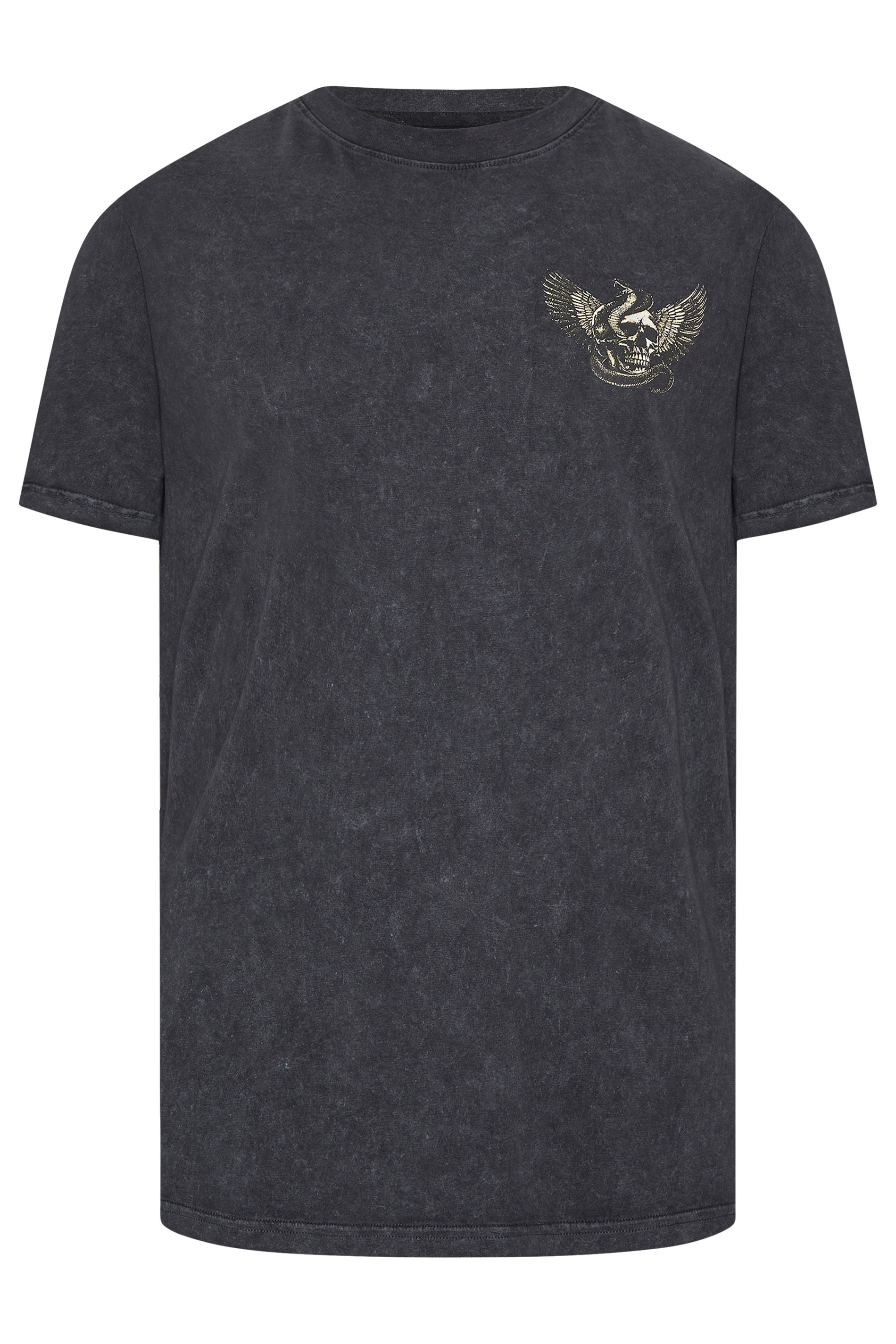 BadRhino Big & Tall Grey  Snake & Skull Graphic Acid Wash T-Shirt | BadRhino 6