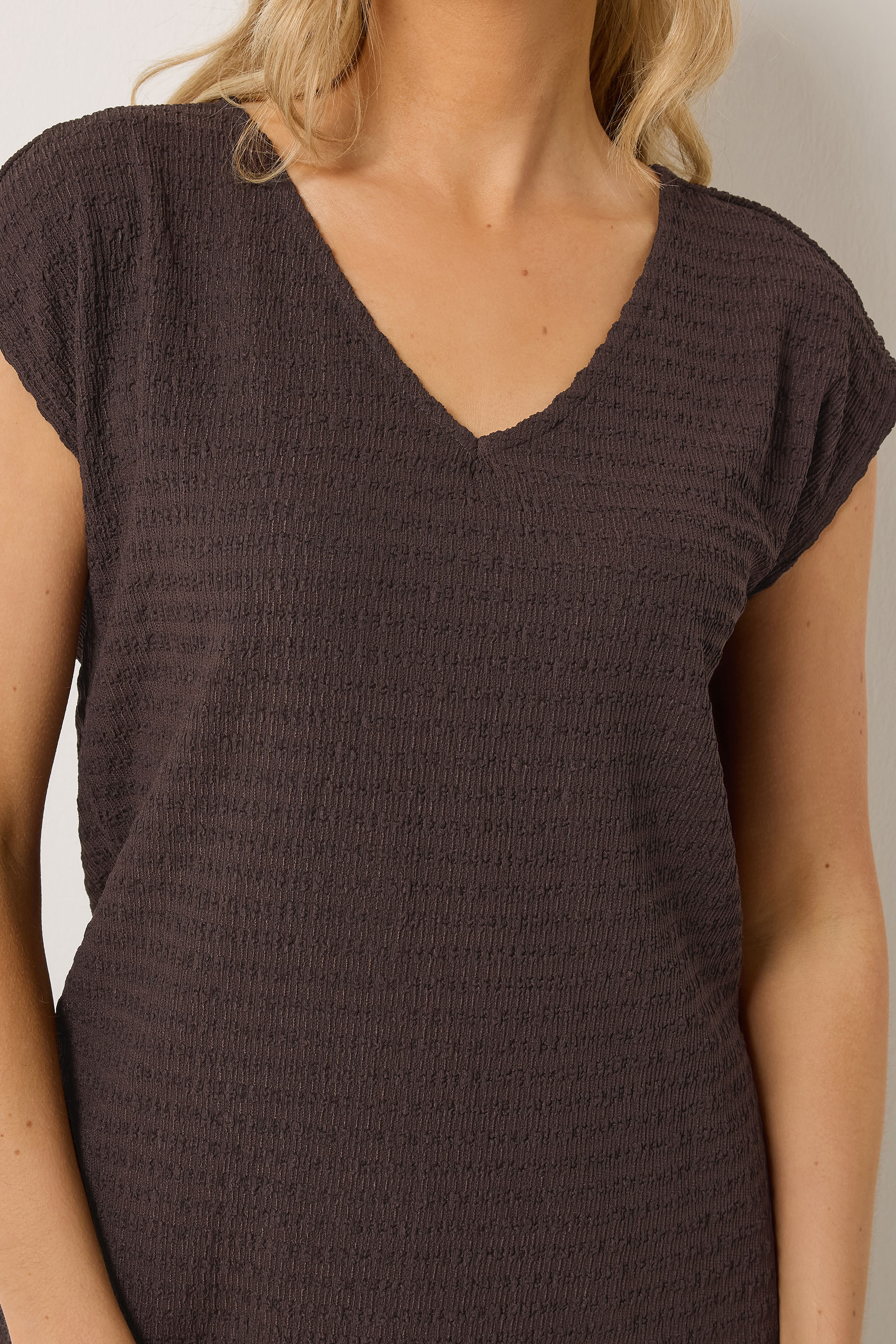 LTS Tall Women's Chocolate Brown Textured Top | Long Tall Sally 5