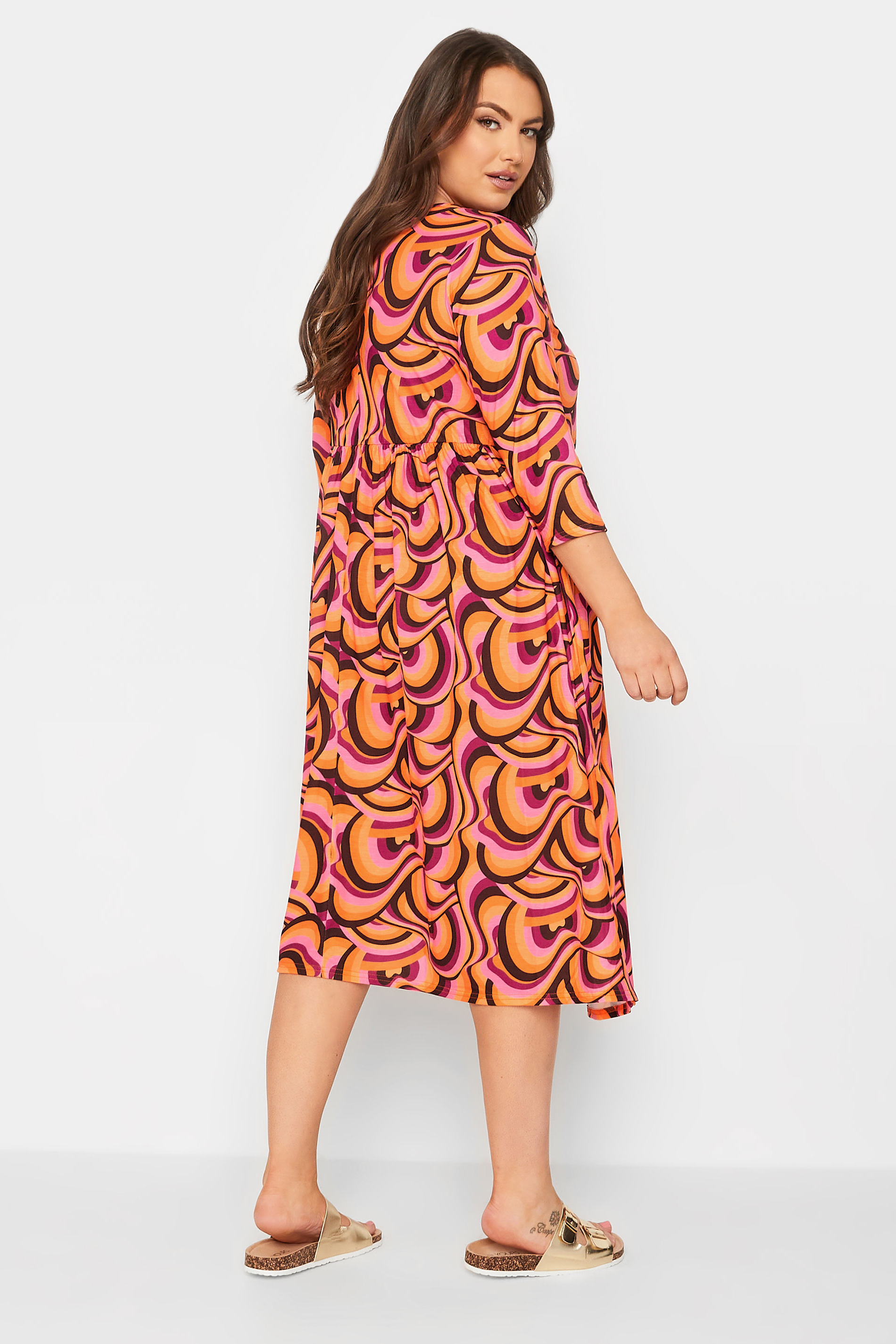 LIMITED COLLECTION Plus Size Orange Swirl Print Dress | Yours Clothing  3