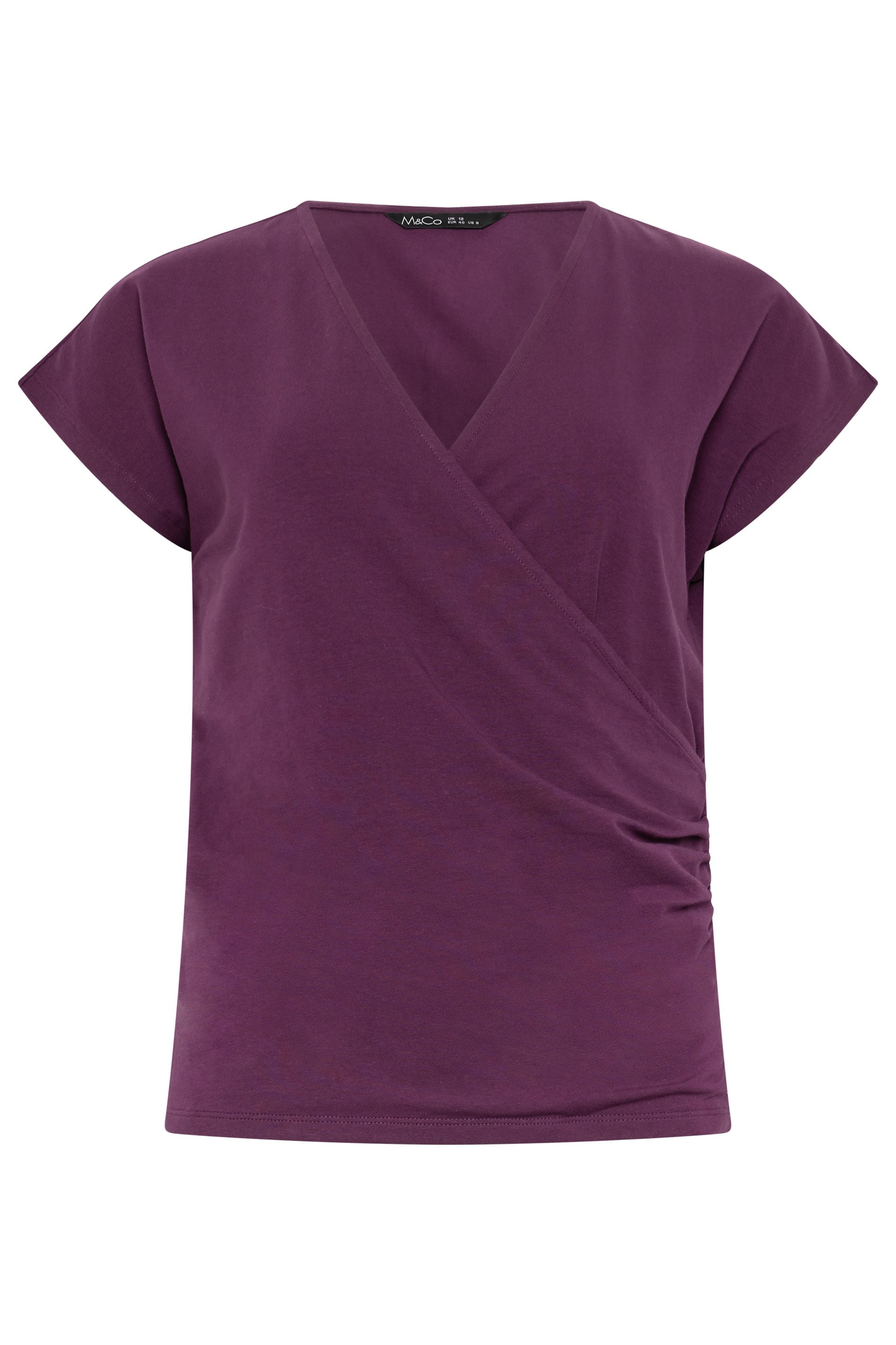 M&Co Berry Purple Grown-On Sleeve Wrap Top | M&Co 5