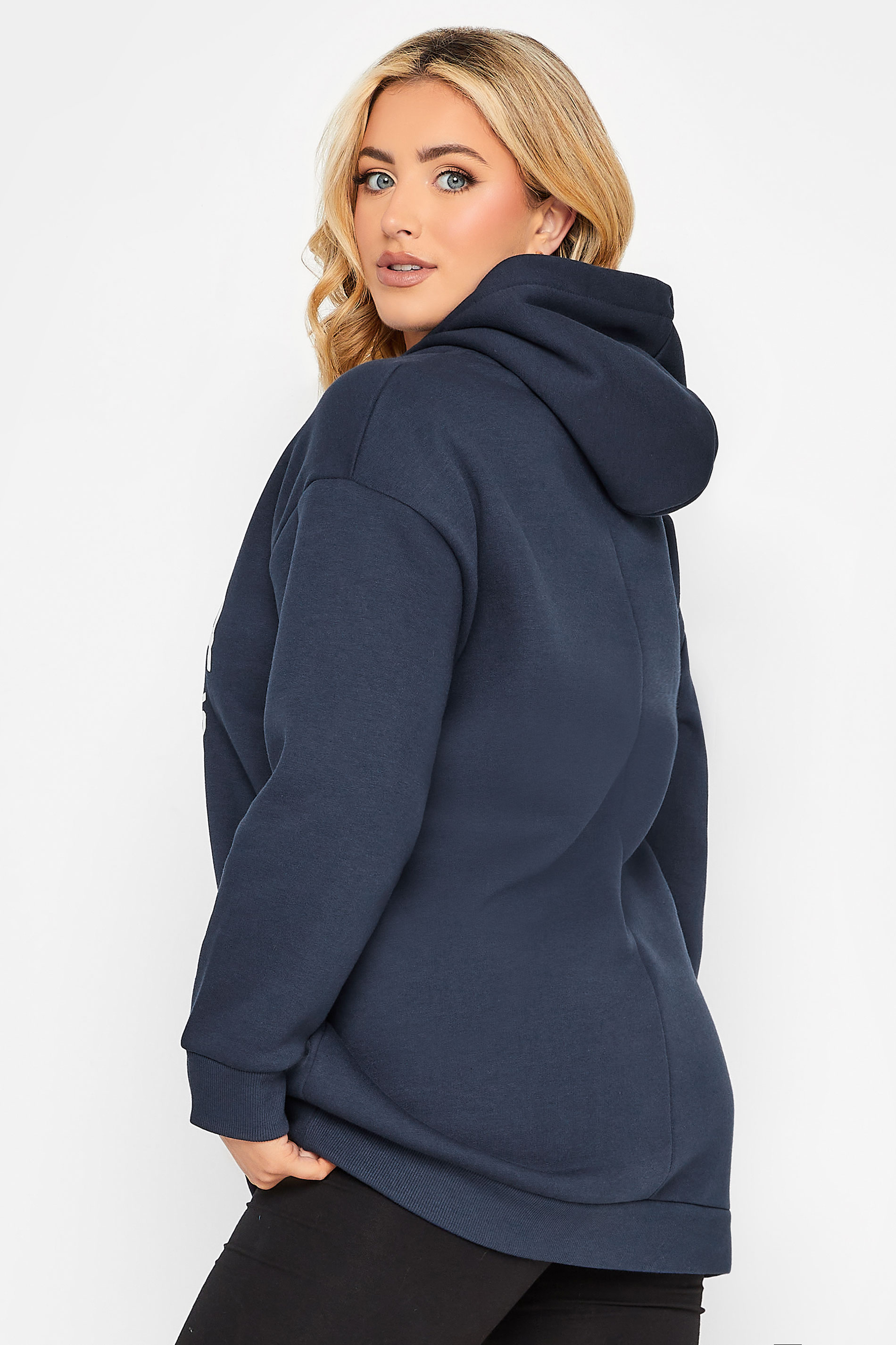 YOURS Plus Size Navy Blue 'California' Slogan Hoodie | Yours Clothing 3