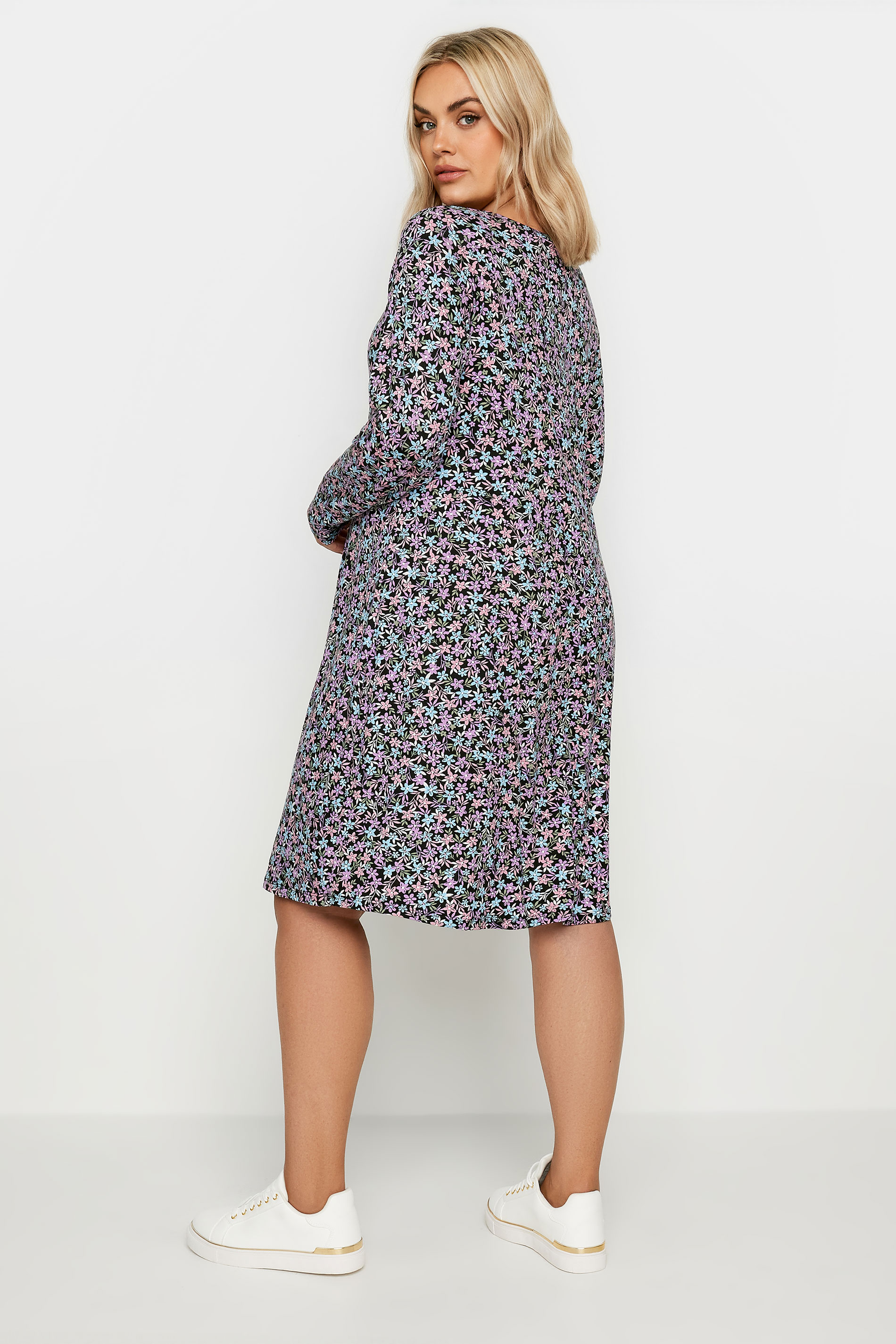 YOURS Plus Size Black Ditsy Floral Print Dress | Yours Clothing 3