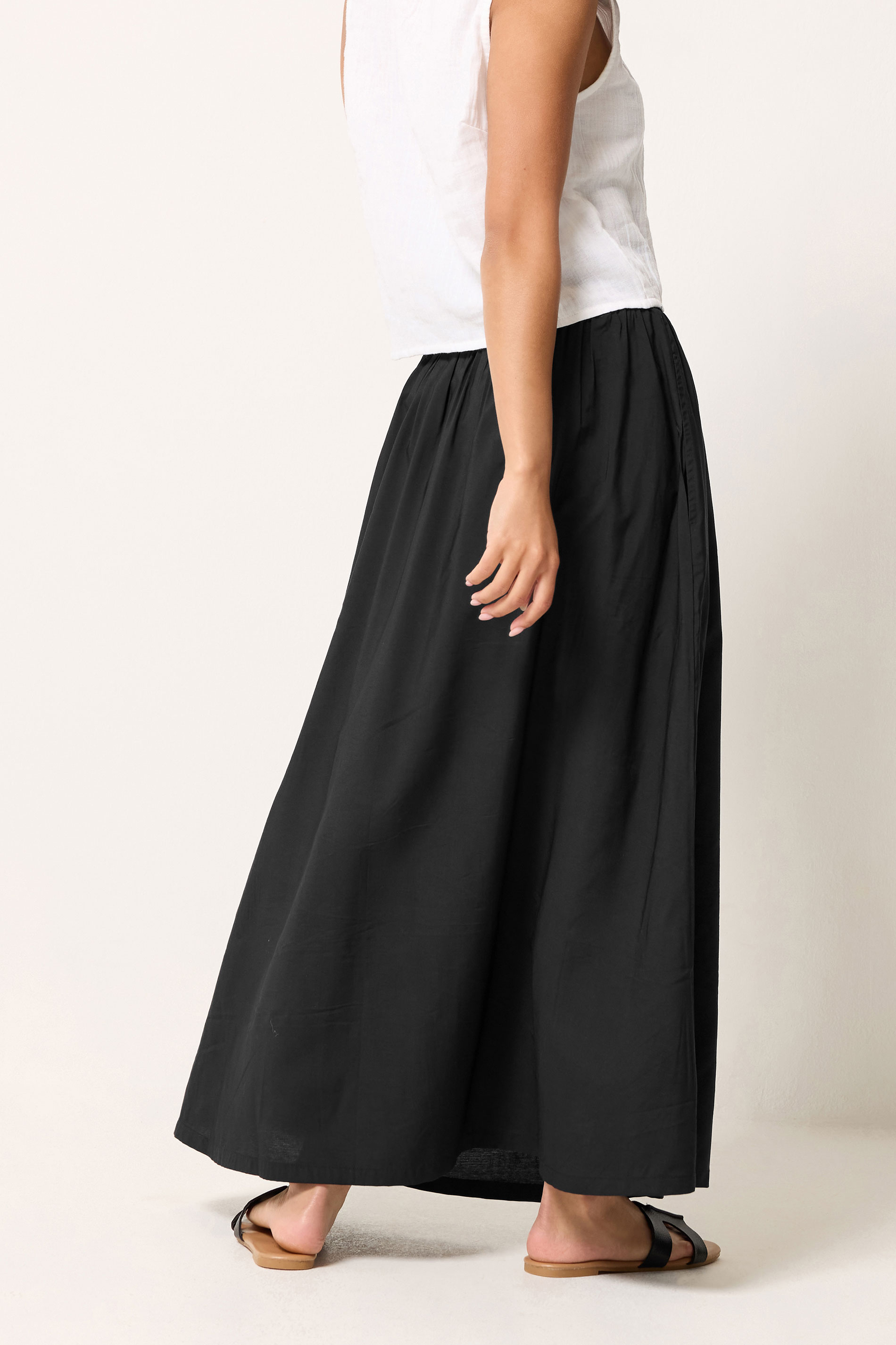 PixieGirl Petite Women's Black Shirred Waist Midi Skirt | PixieGirl 2