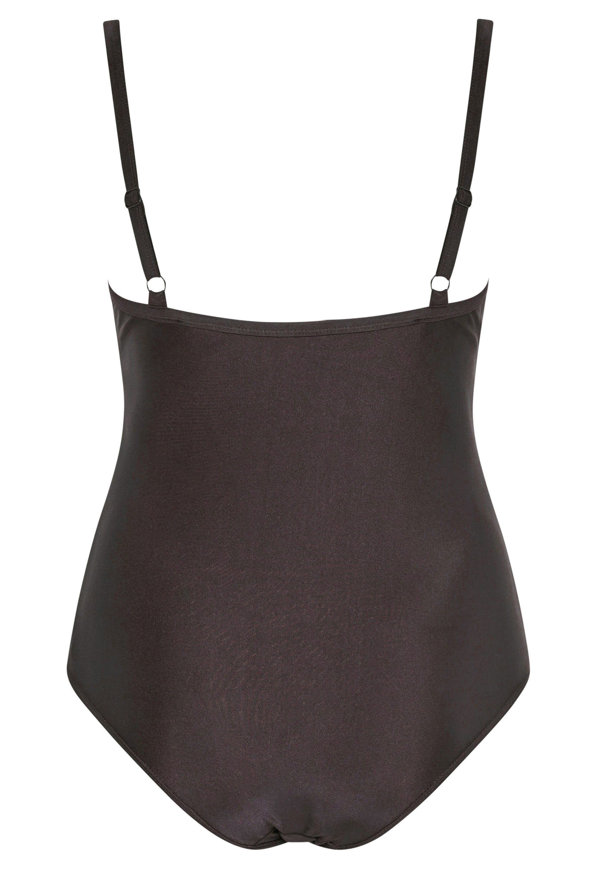 YOURS Plus Size Chocolate Brown Crossover Super Sculpt Swimsuit | Yours Clothing 6