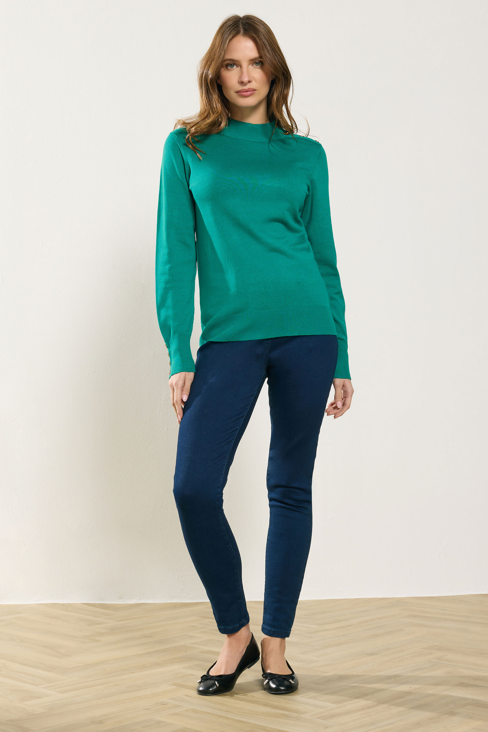 M&Co Green Button Turtle Neck Jumper | M&Co 1