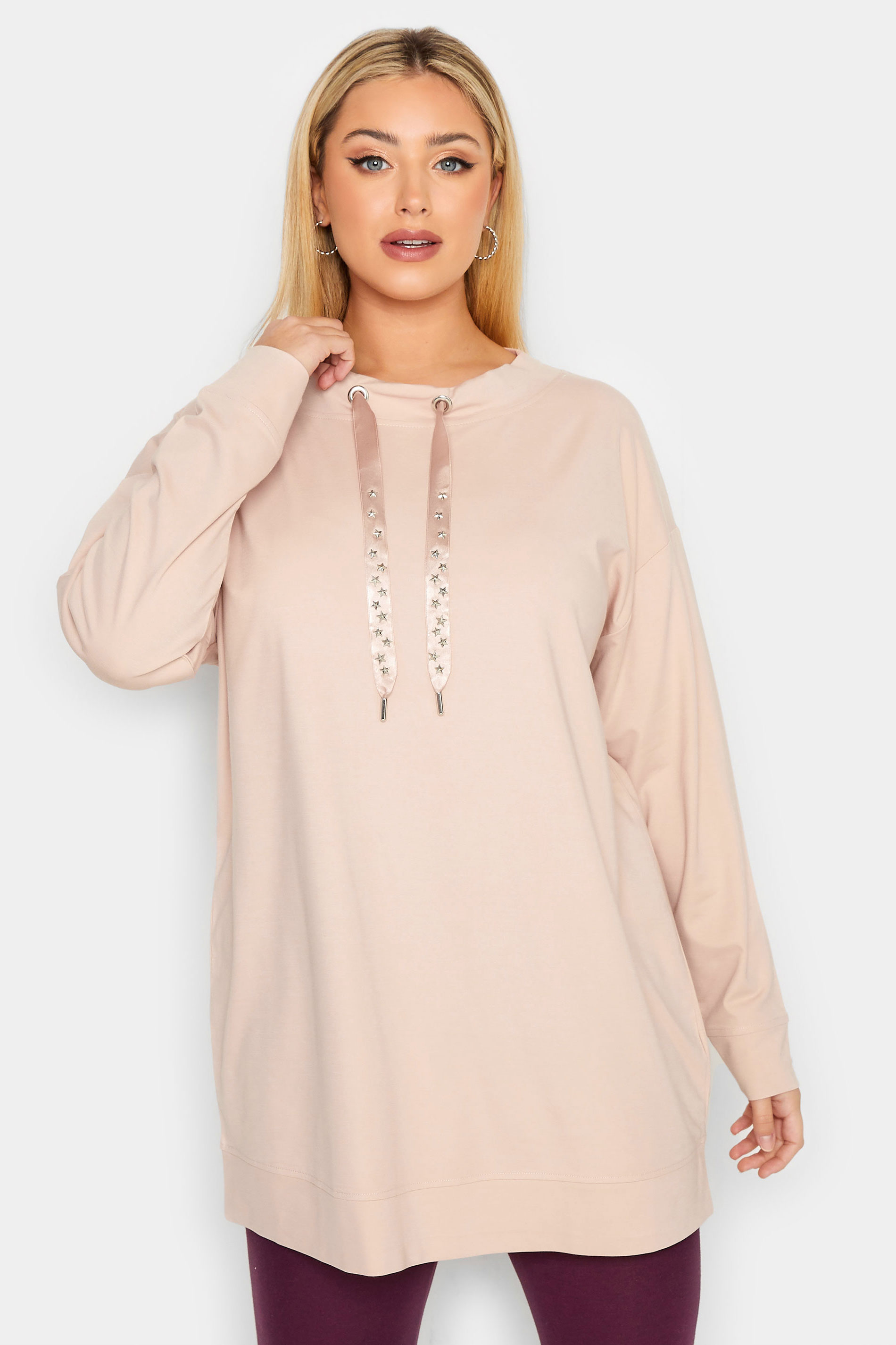 YOURS LUXURY Plus Size Pink Star Embellished Sweatshirt | Yours Clothing 2