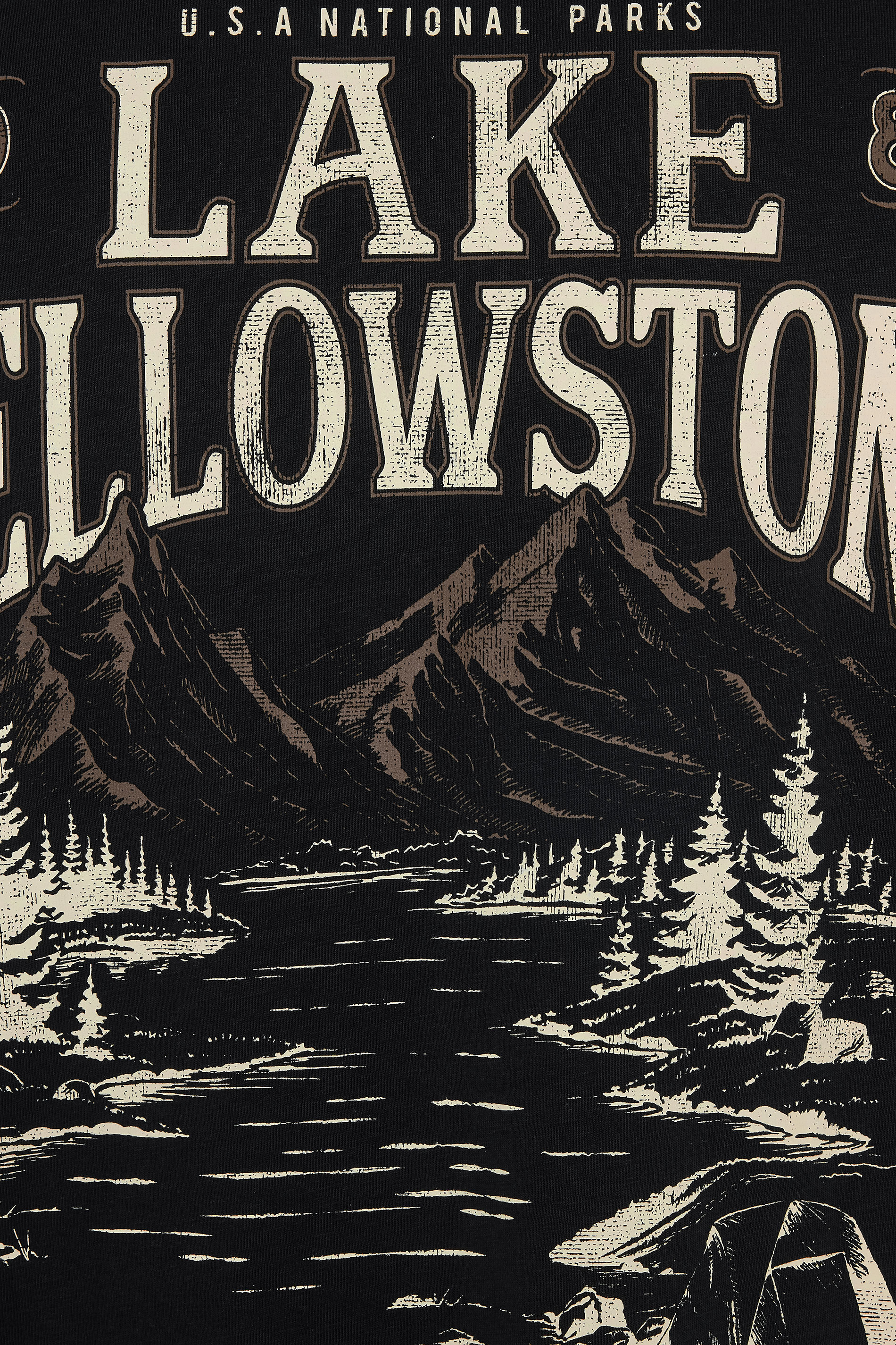 KAM Big & Tall Jet Black Lake Yellowstone Graphic T-Shirt | BadRhino 3