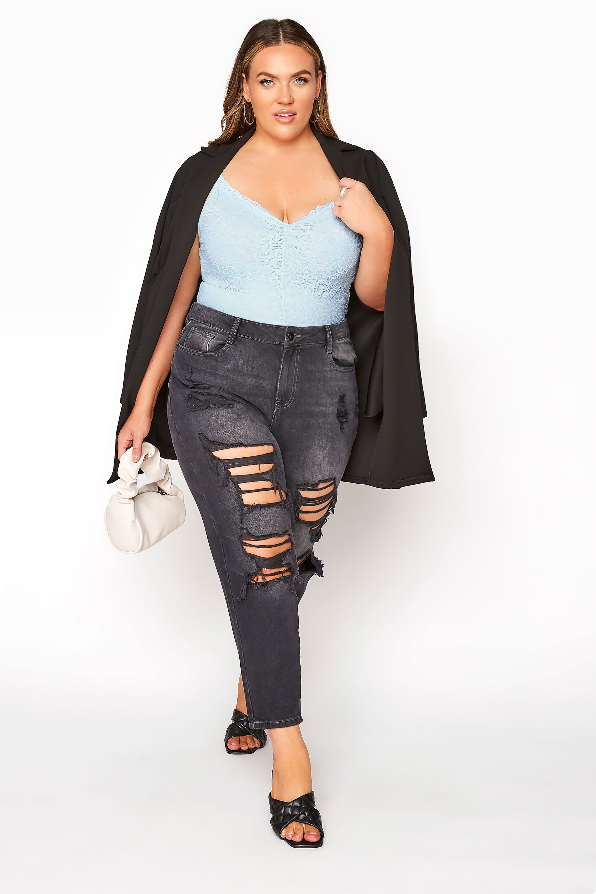 Plus Size LIMITED COLLECTION Baby Blue Lace Bodysuit | Yours Clothing