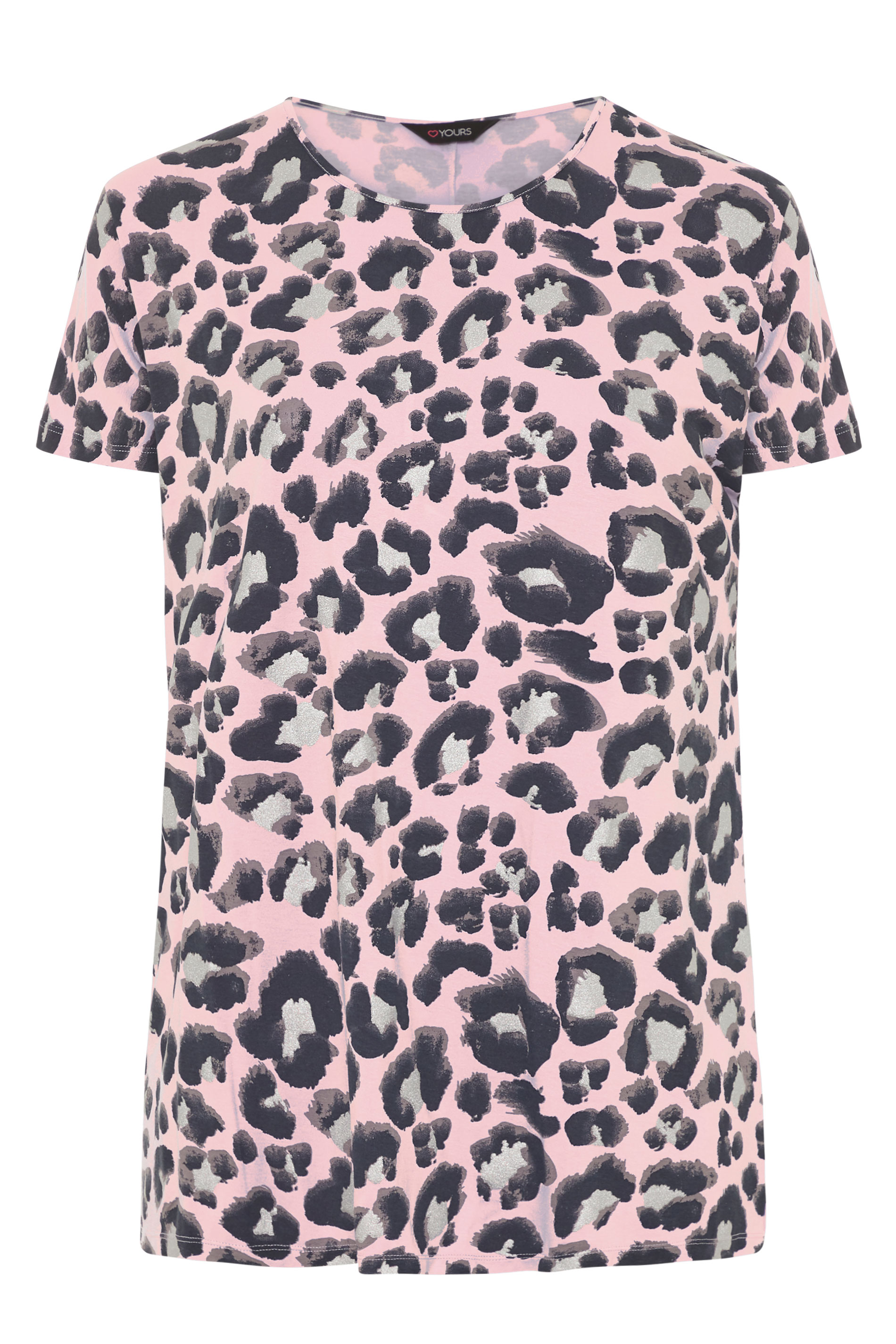 Pink Leopard Print Grown On T-Shirt | Yours Clothing