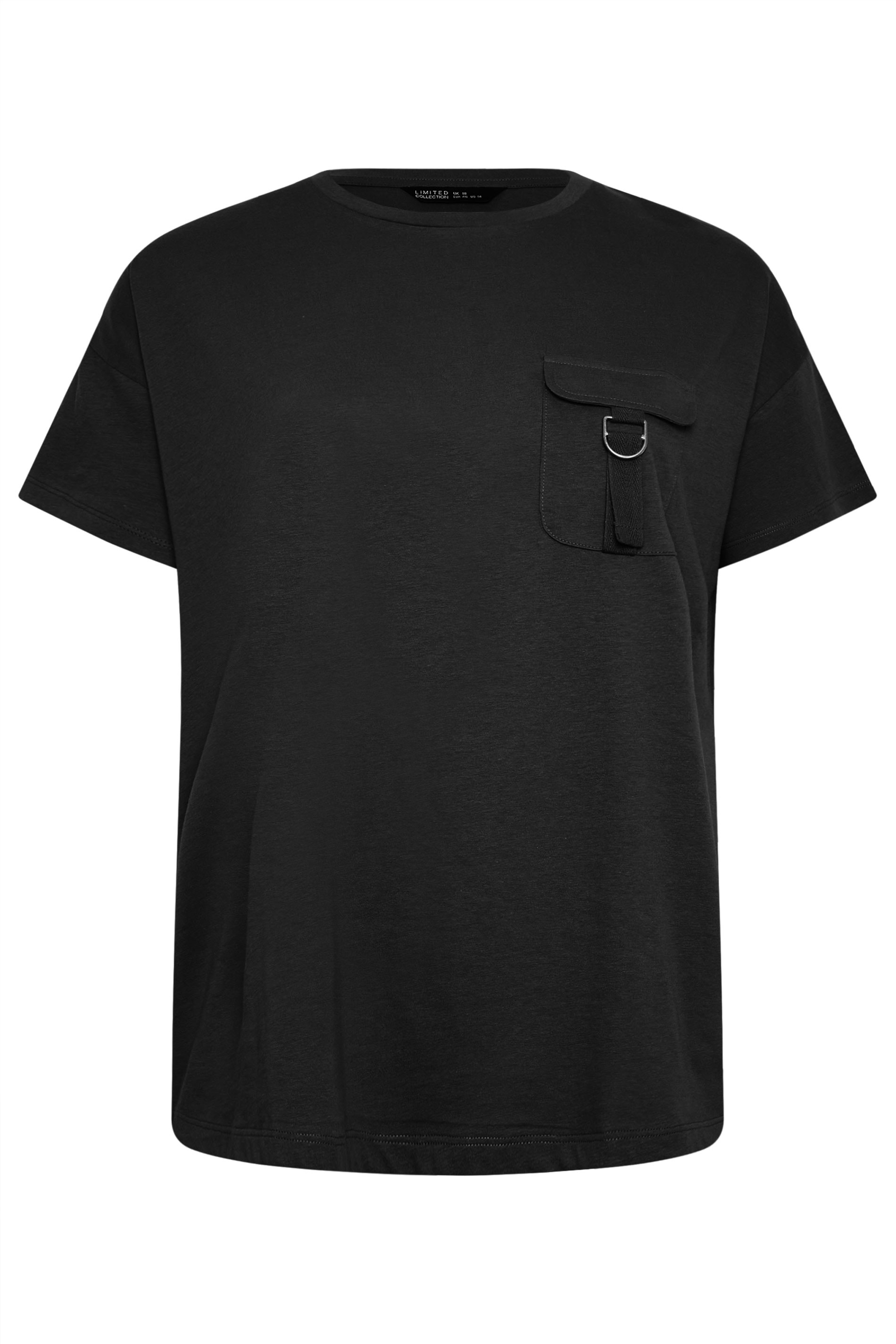 LIMITED COLLECTION Plus Size Black Utility Pocket T-Shirt | Yours Clothing