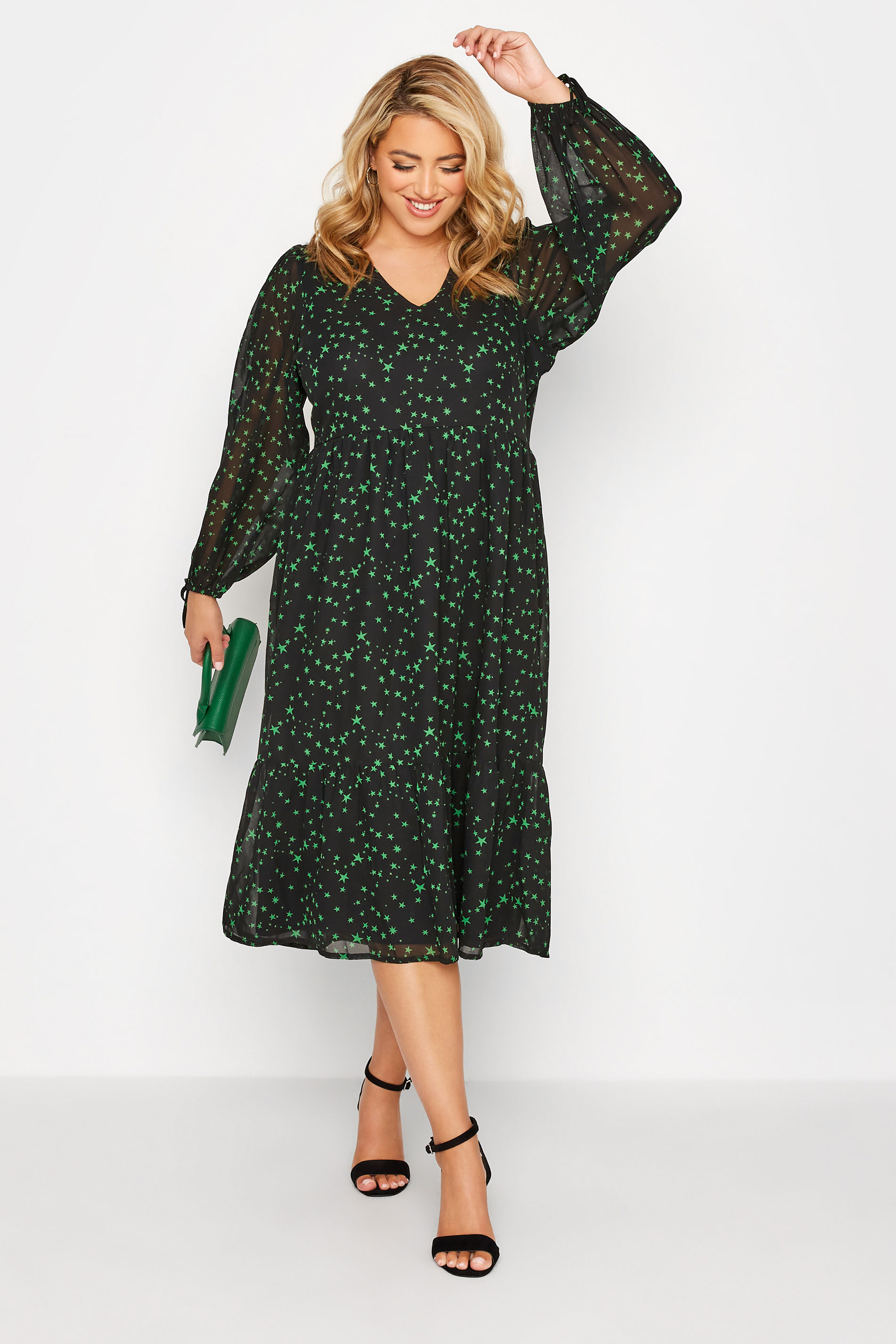 LIMITED COLLECTION Plus Size Black Star Print Dress | Yours Clothing 1