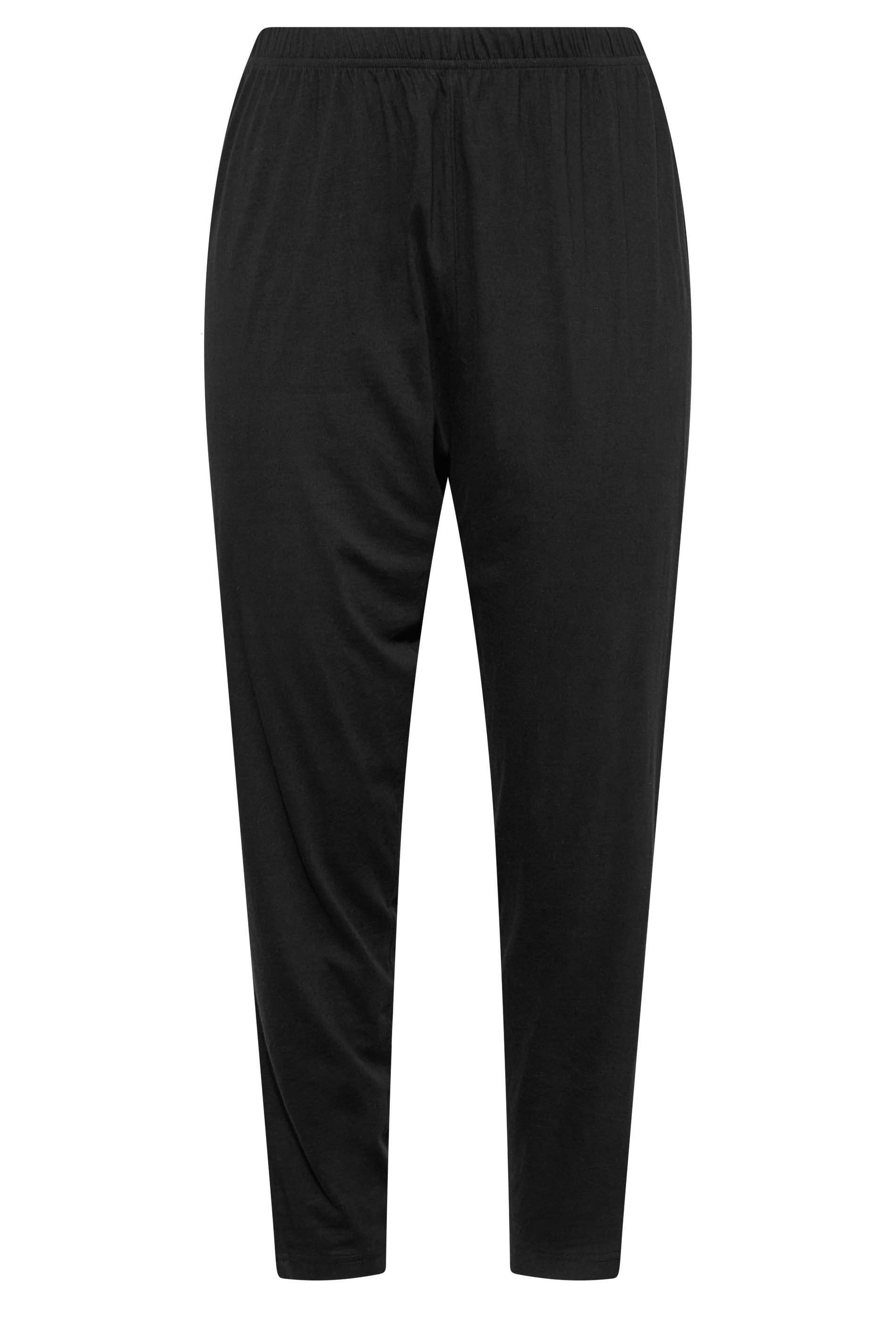 Plus Size Black Tapered Pyjama Bottoms | Yours Clothing